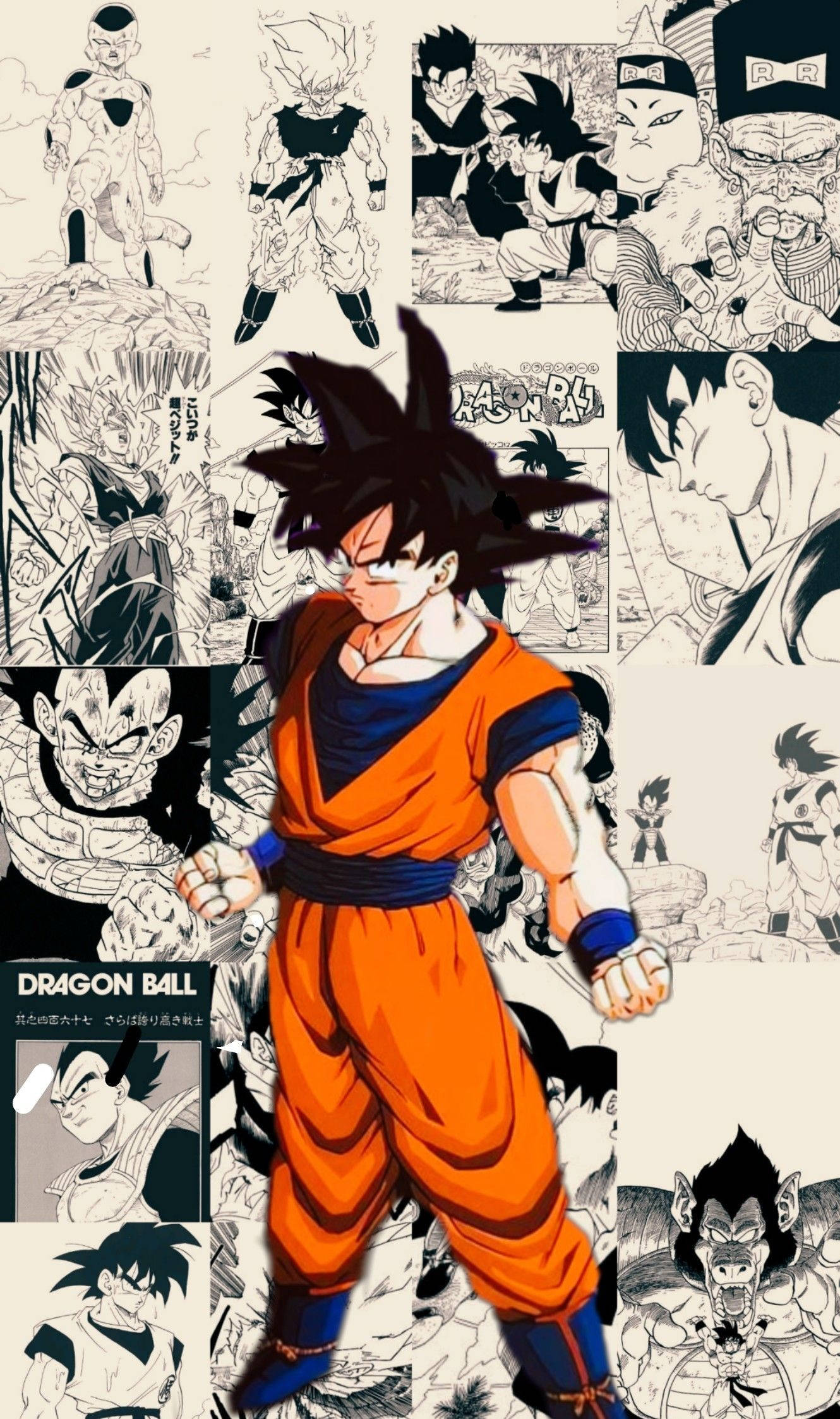 Dragon Ball Goku Manga Paneel Muurpapier