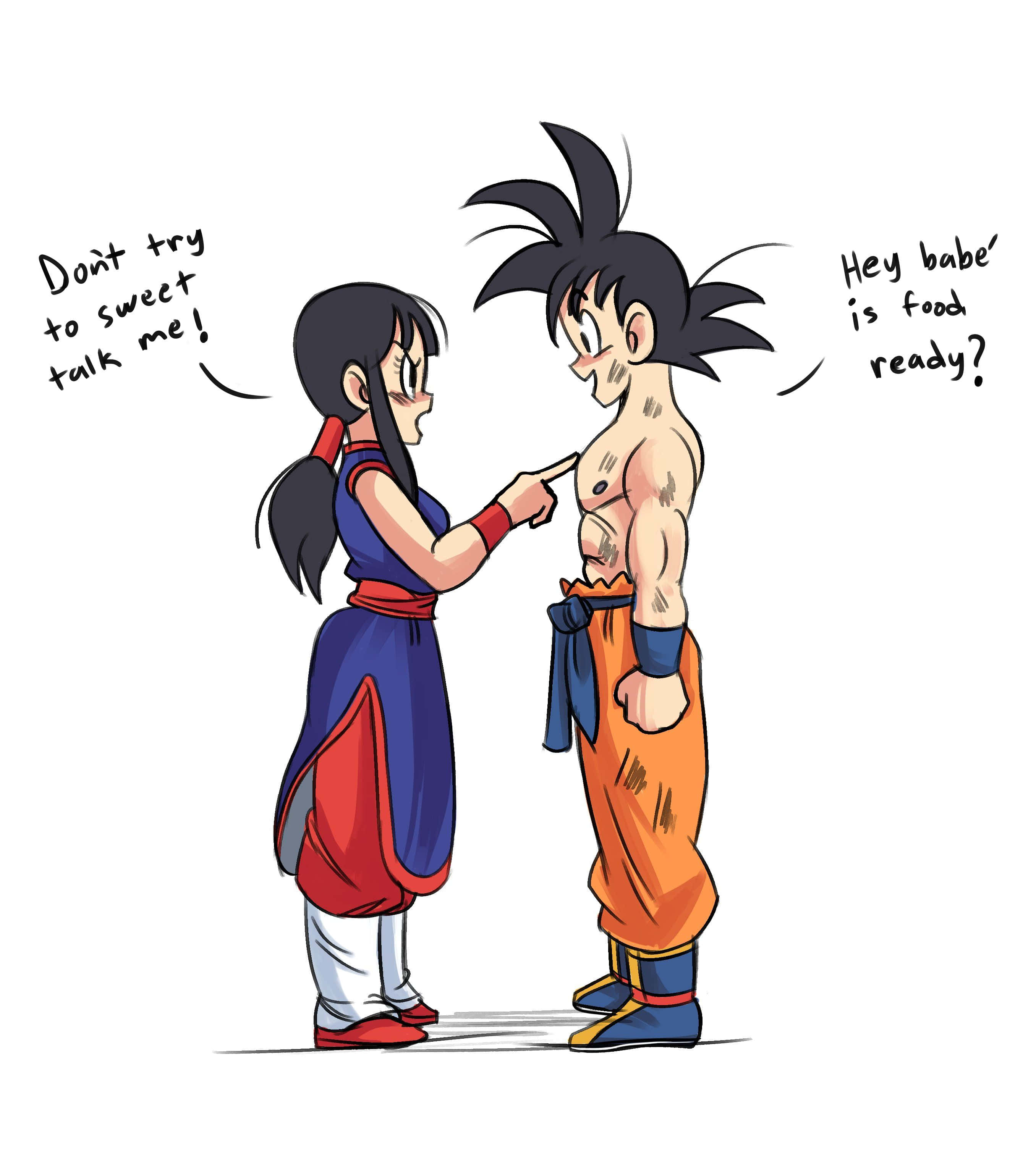 Dragon Ball Goku en Chichi Gesprek Muurpapier