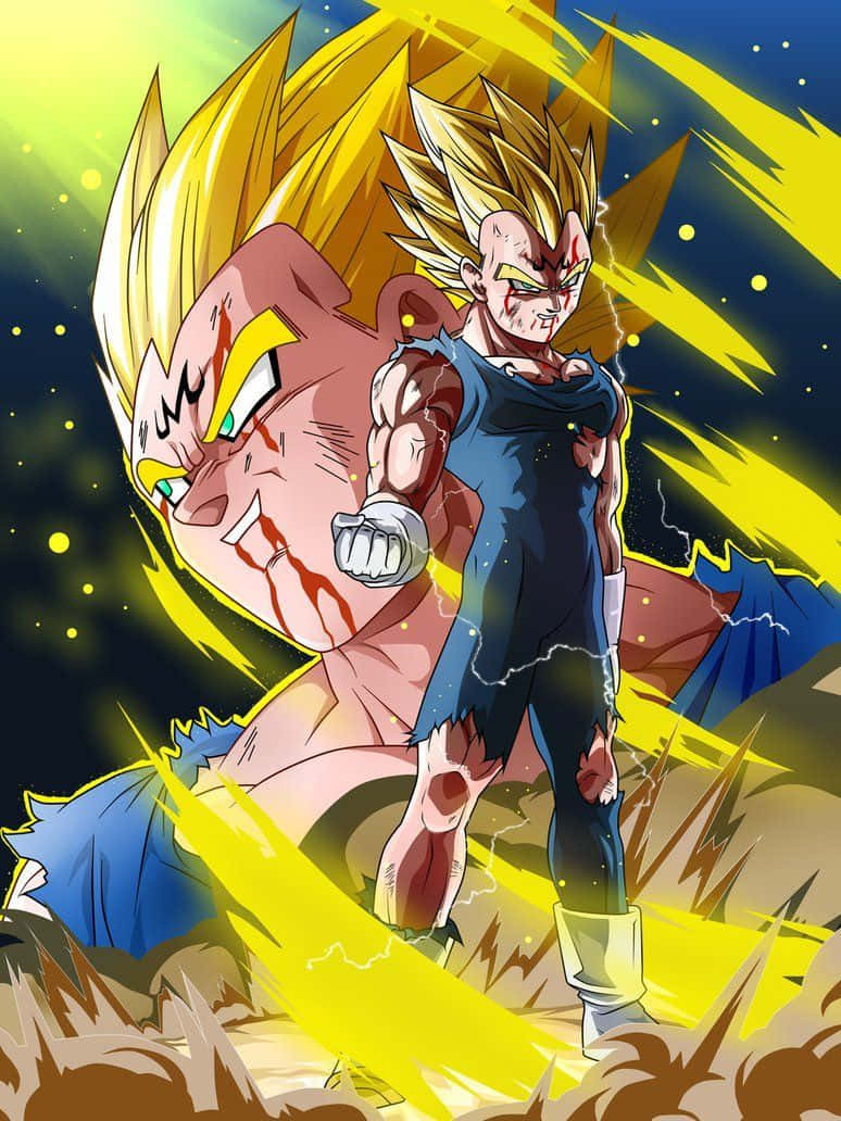 Dragon Ball Majin Vegeta Glimlag Digitale Kuns Muurpapier