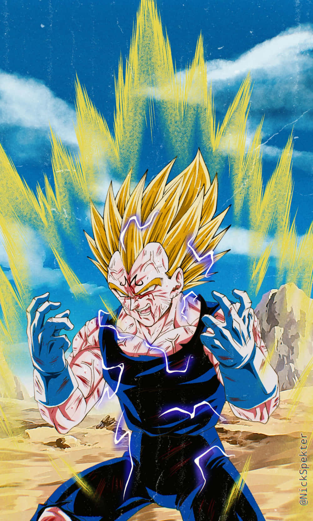 Dragon Ball Majin Vegeta Glimlag Krag Optel Muurpapier