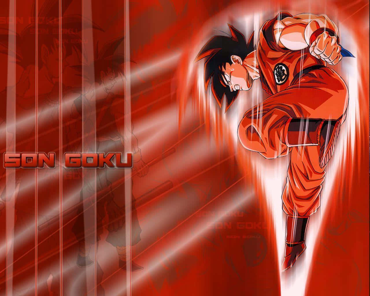 Dragon Ball Z Goku wat spring teen rooi Muurpapier