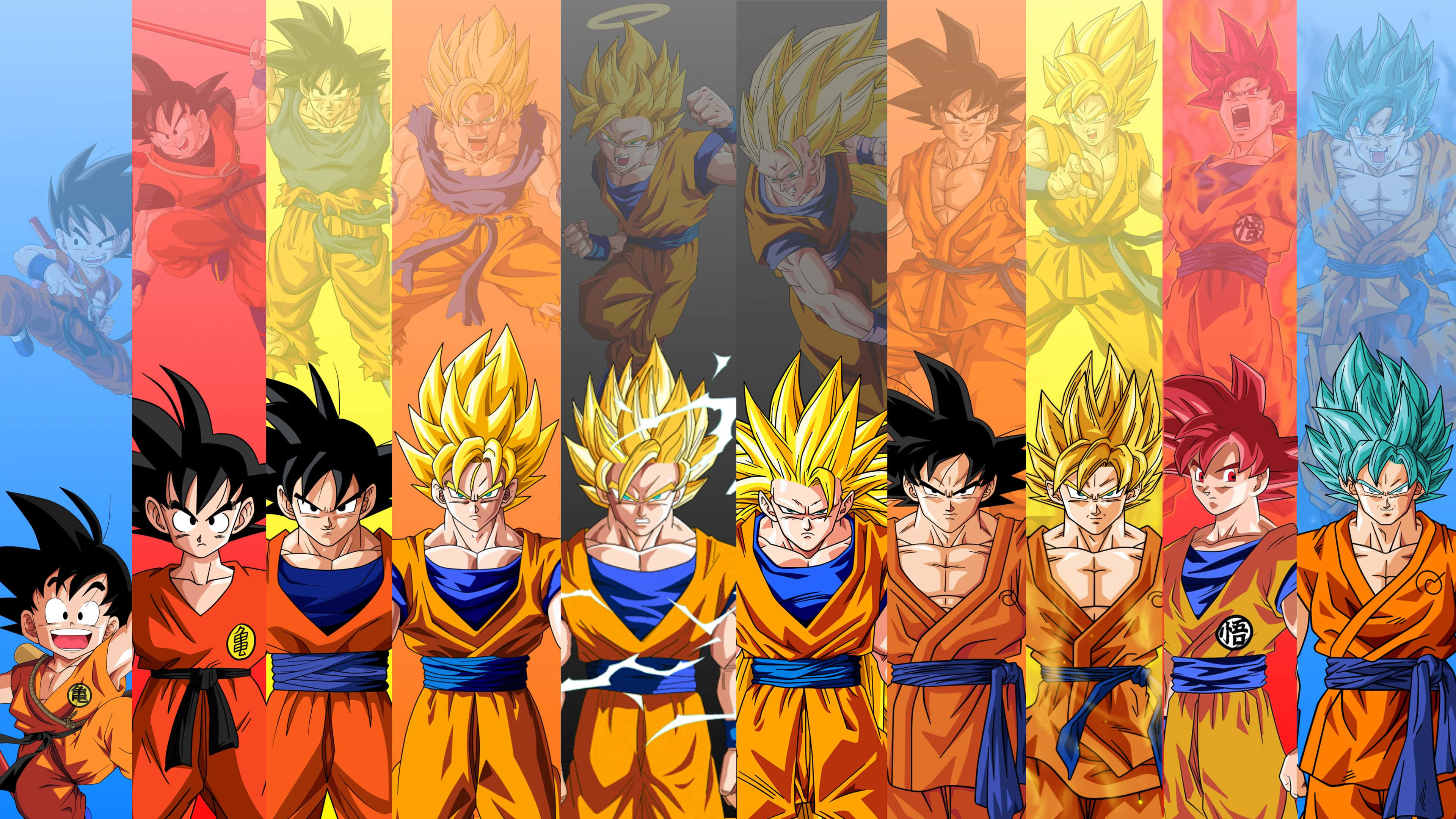 Dragon Ball Z Goku Evolusie Prent Muurpapier