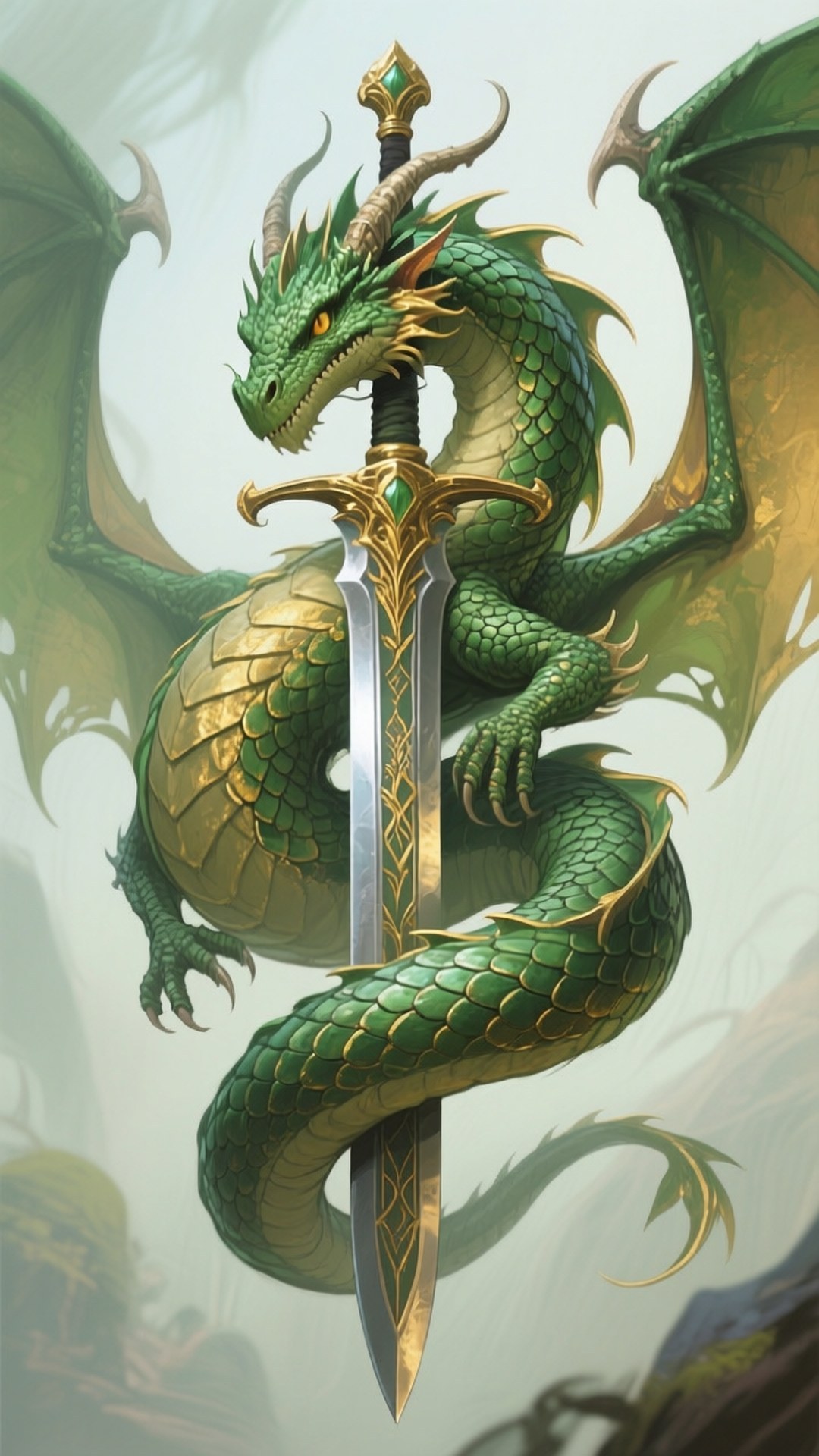 Dragon Swaard Koel Tekening Muurpapier
