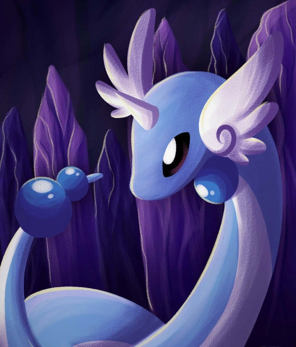 Dragonair 2D Illustrasie met Pers Agtergrond Muurpapier