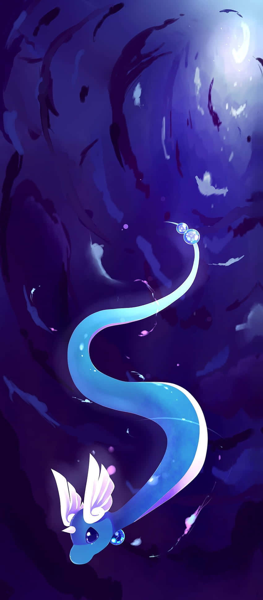 Dragonair in water abstrakte illustrasie Muurpapier