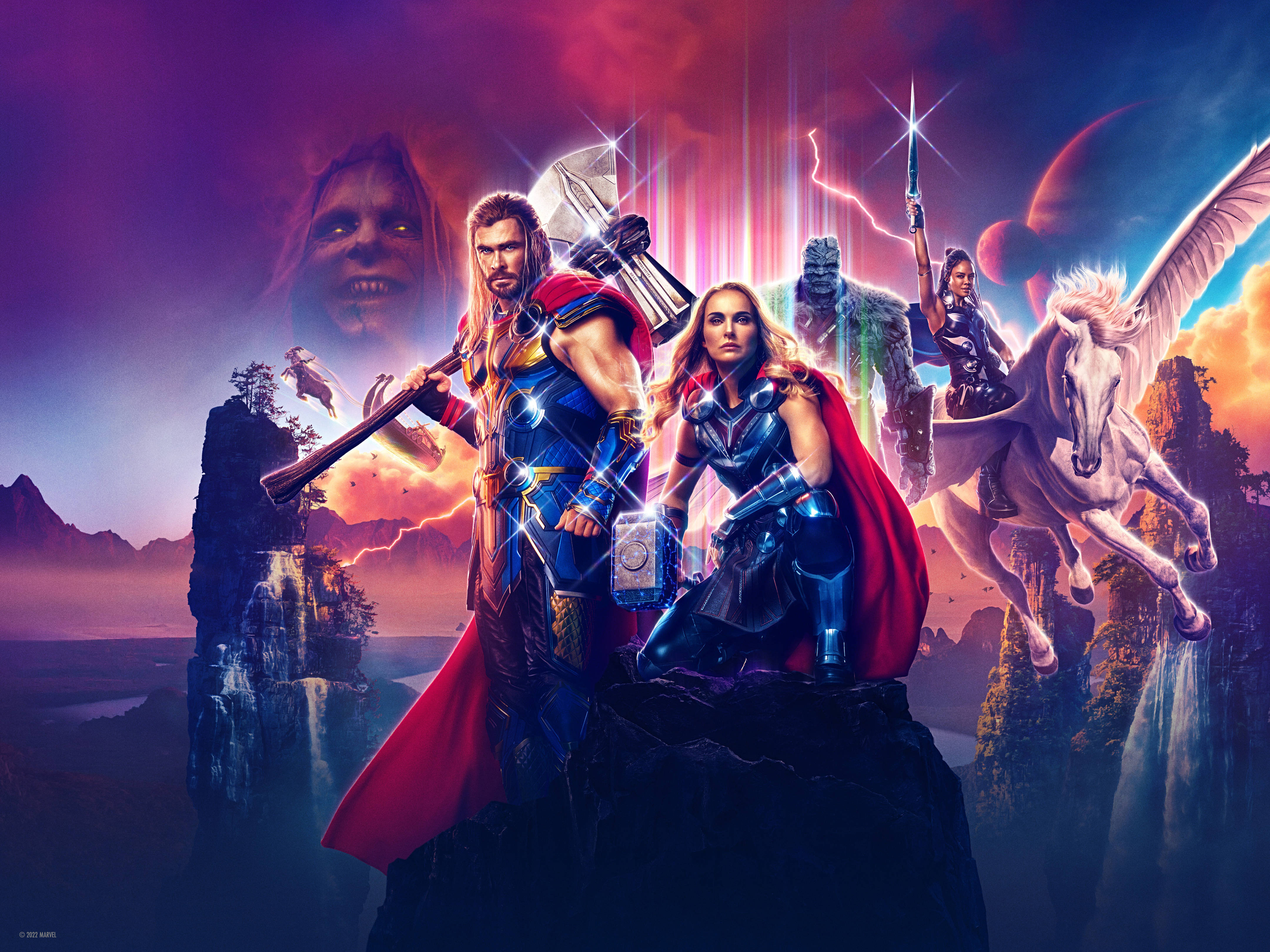 Dramatiese Retro Liefde en Donder Marvel Skootrekenaar-agtergrond Muurpapier