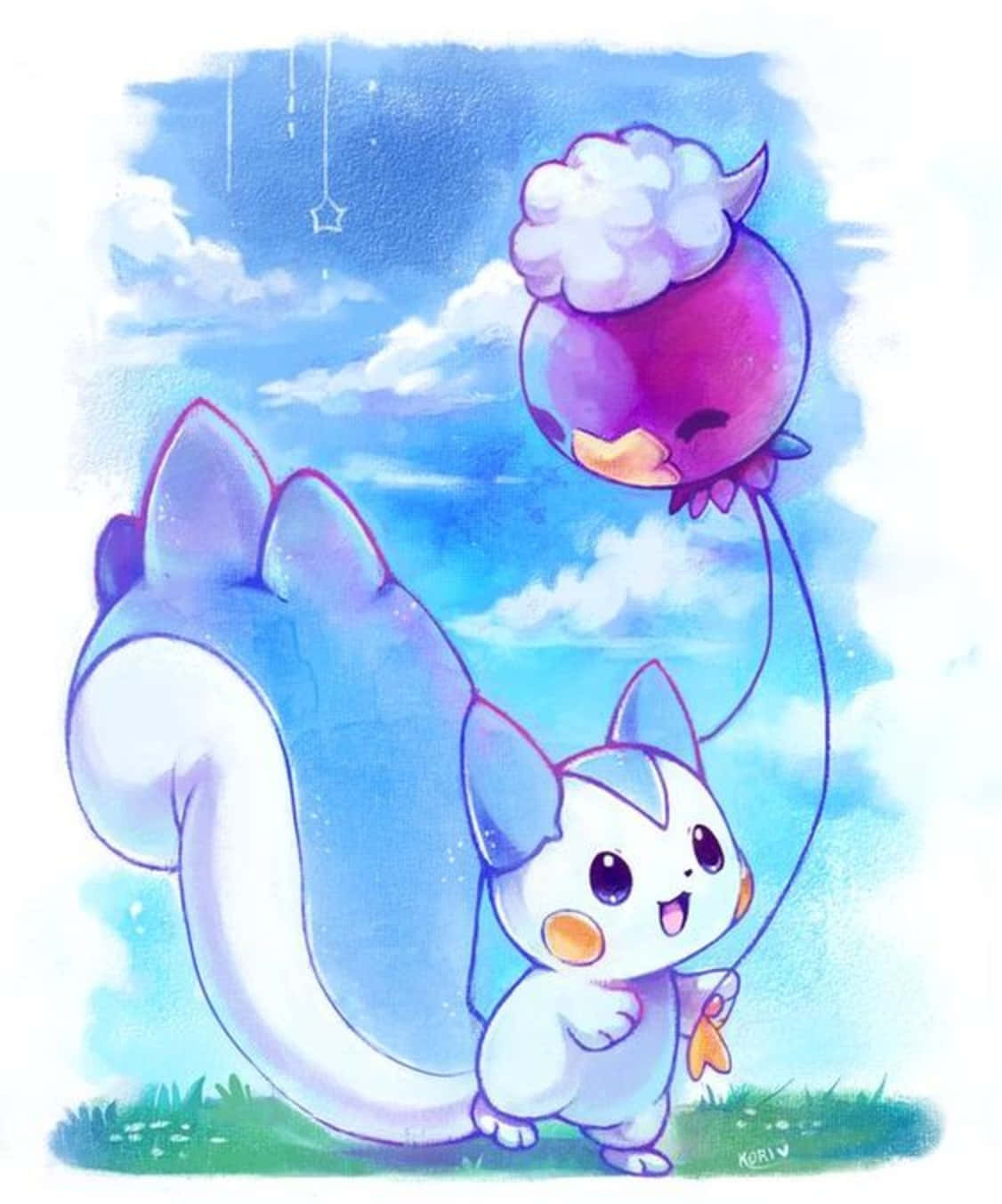 Drifblim en Pachirisu Muurpapier