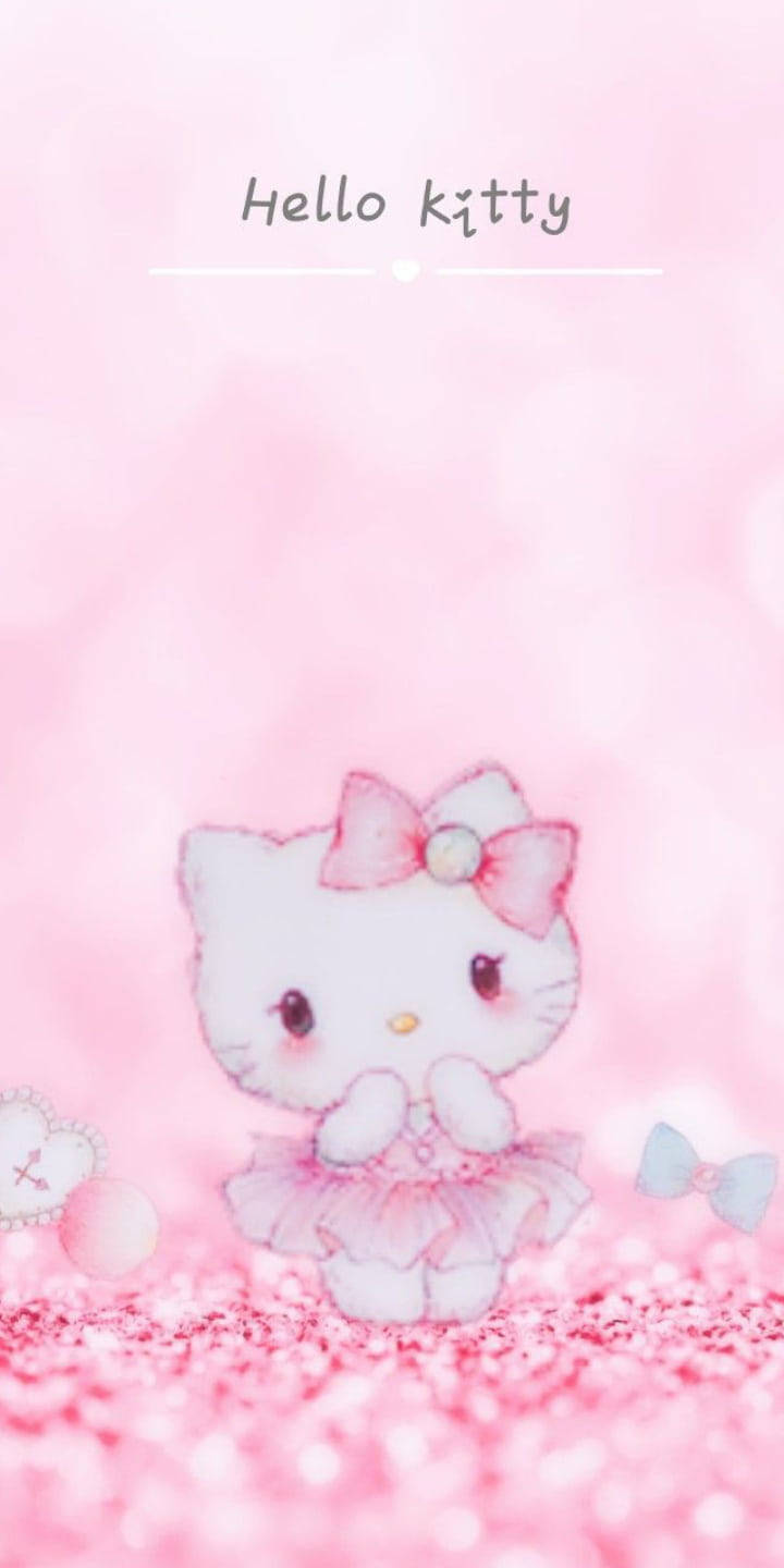 Dromerige Pienk Hello Kitty Vervaagde Agtergrond Muurpapier