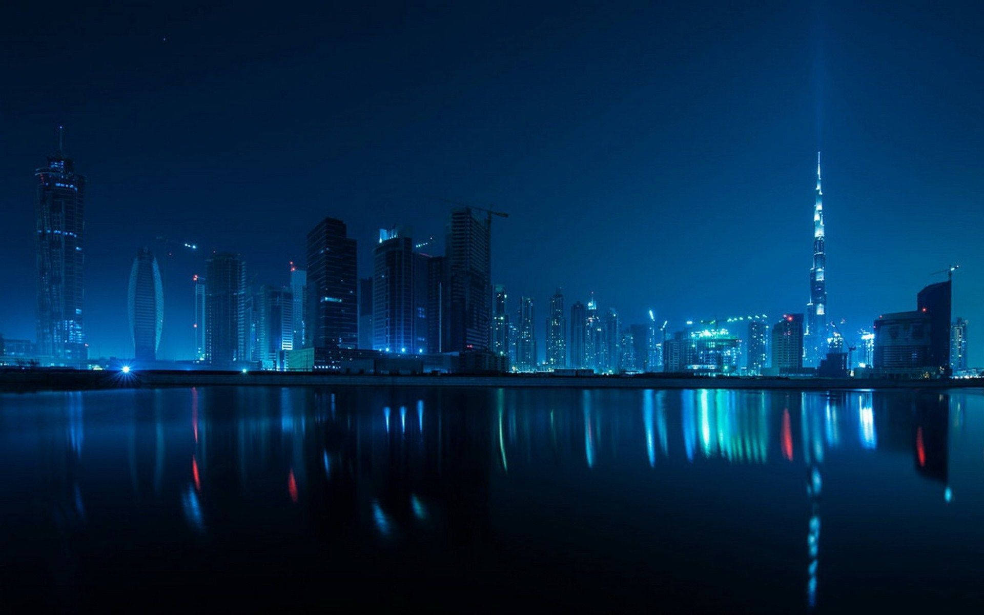 Dubai Skyline Blou Estetiese PC Muurpapier