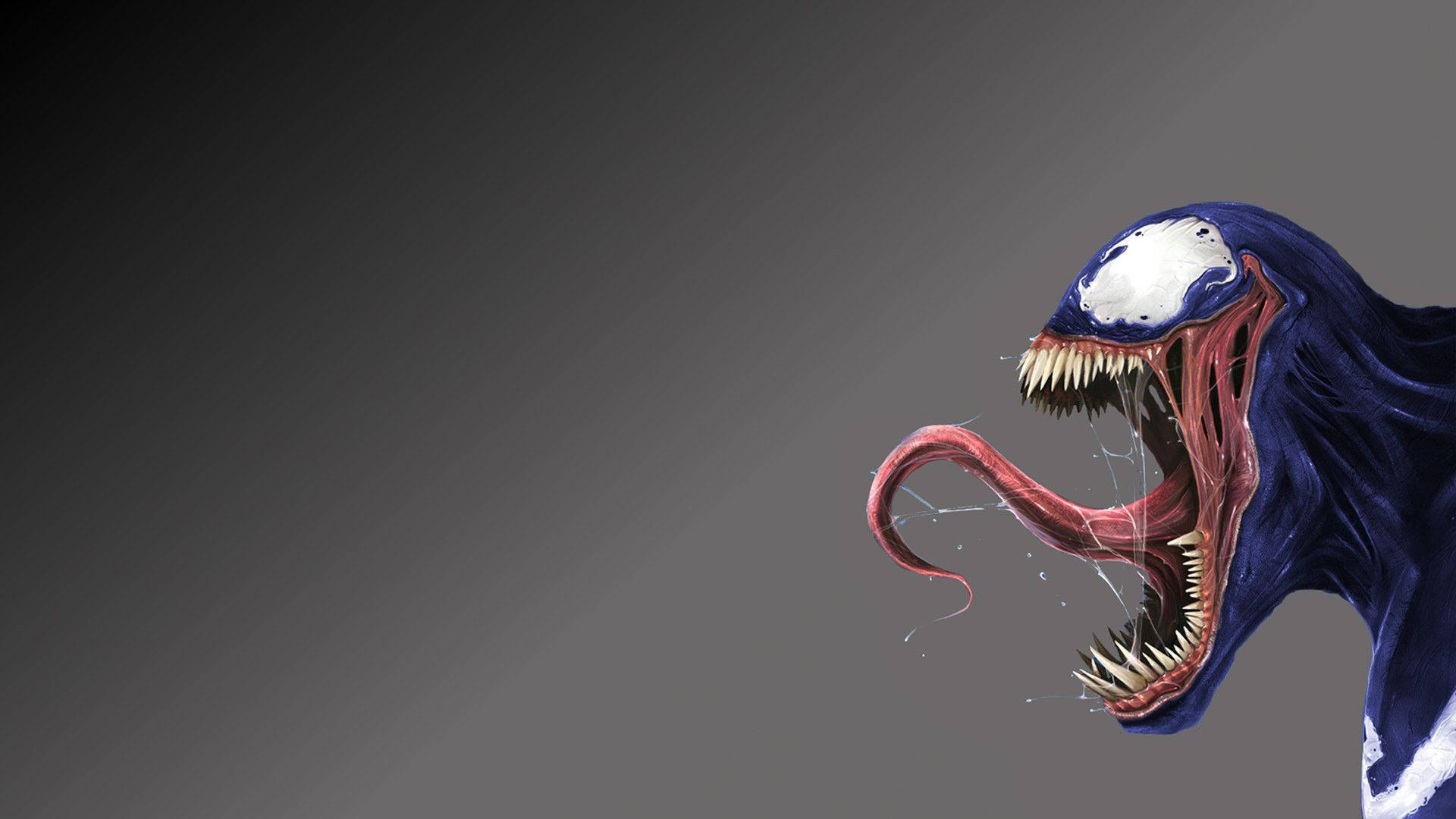 Marvel-skelm Venom wat sy skerp tande en lang tong wys.