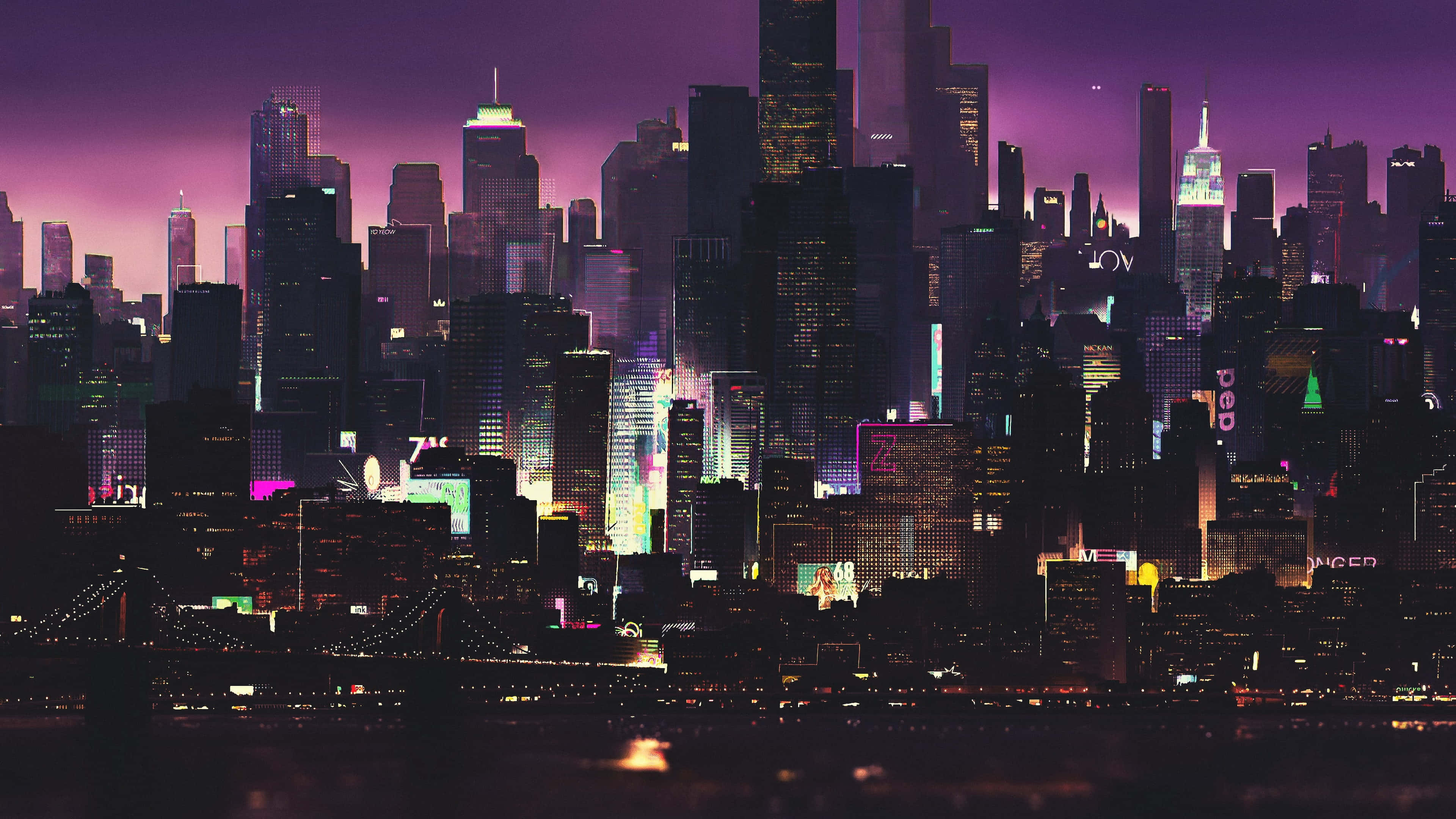 Dystopiese Metropolis - Die Asemrowende Uitsig oor Donker Stad in 4K Muurpapier