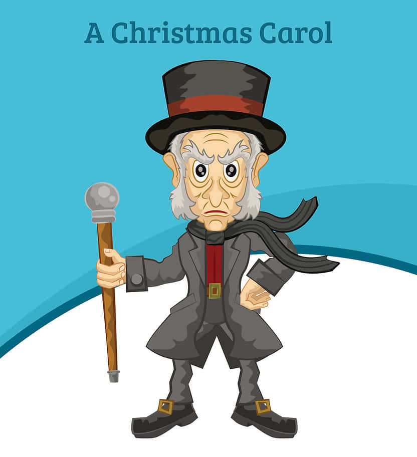 Ebenezer Scrooge en die 3 Geeste in 'n Kerslied Muurpapier