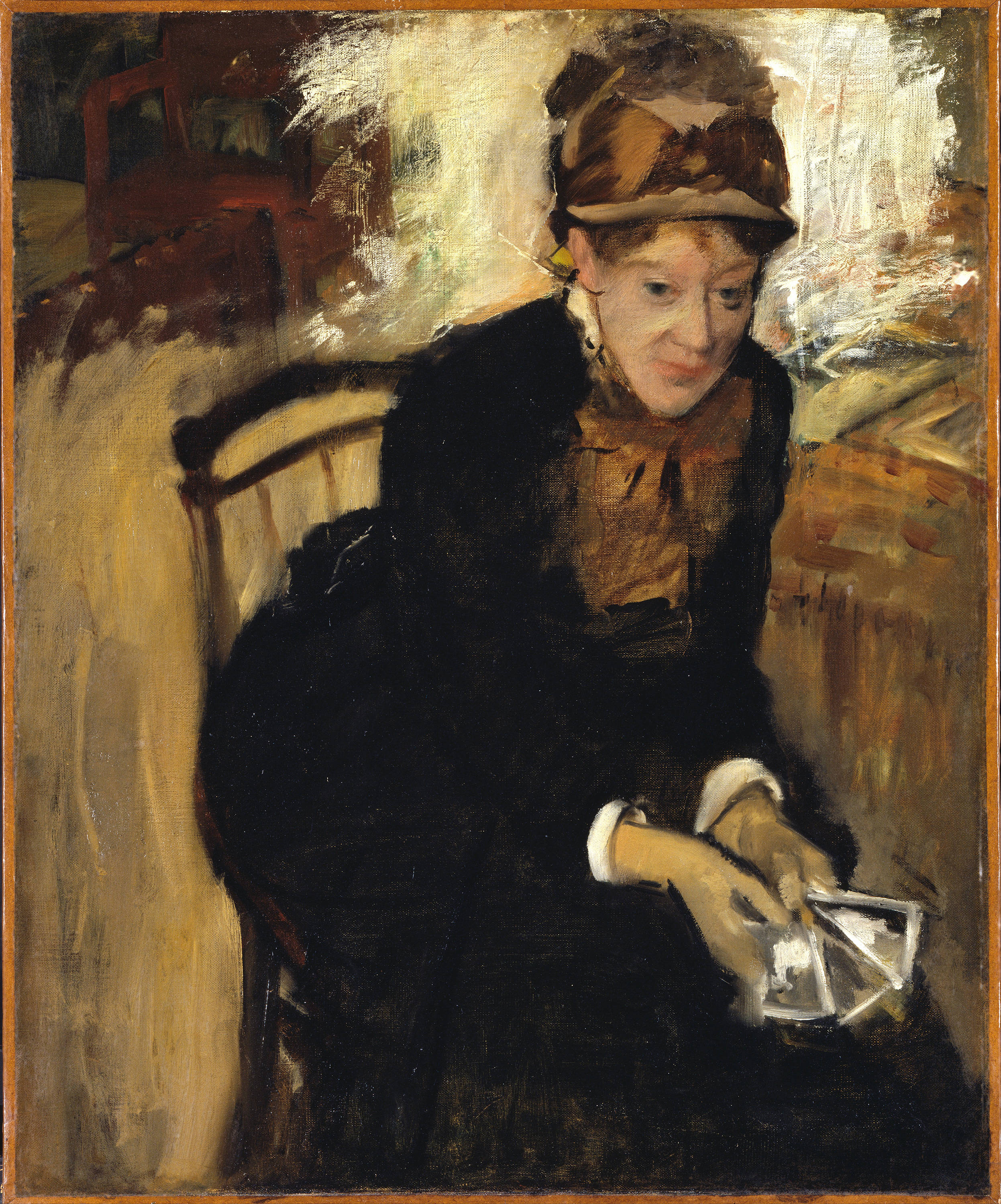 Edgar Degas Portret Van Mary Casatt Muurpapier