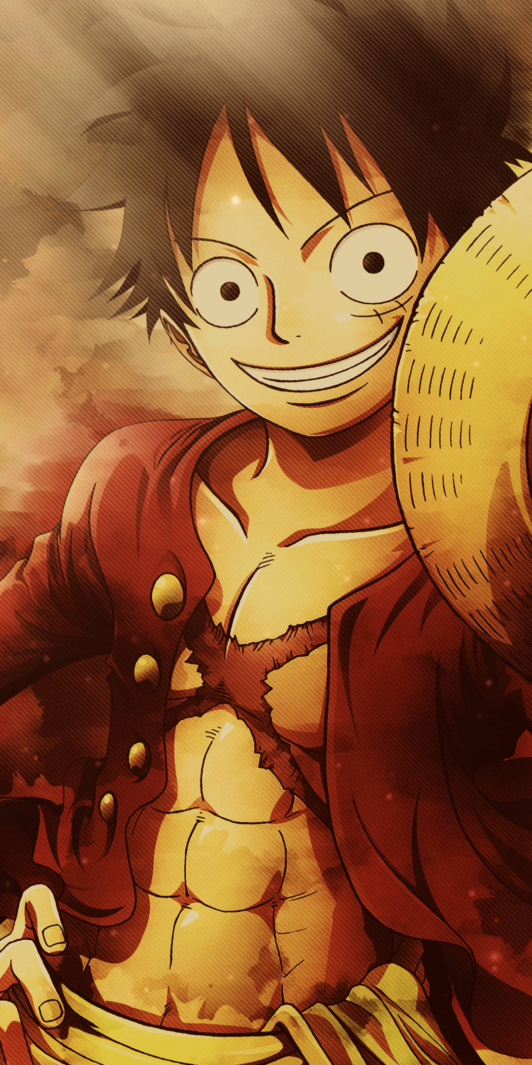 Een Stuk Foon Luffy Glimlag Met Strooihoed Muurpapier