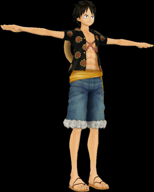 Een Stuk Luffy wat sy arms rek Muurpapier