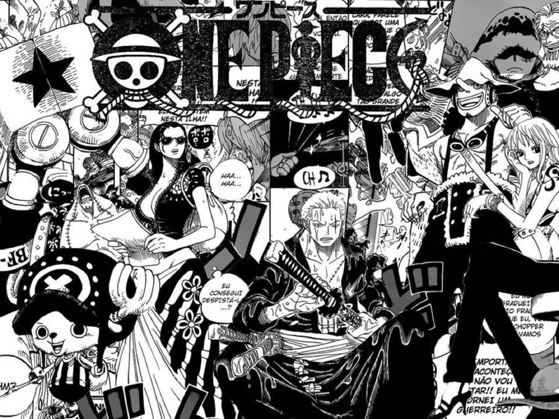 Een Stuk Manga Paneel Omslag Muurpapier