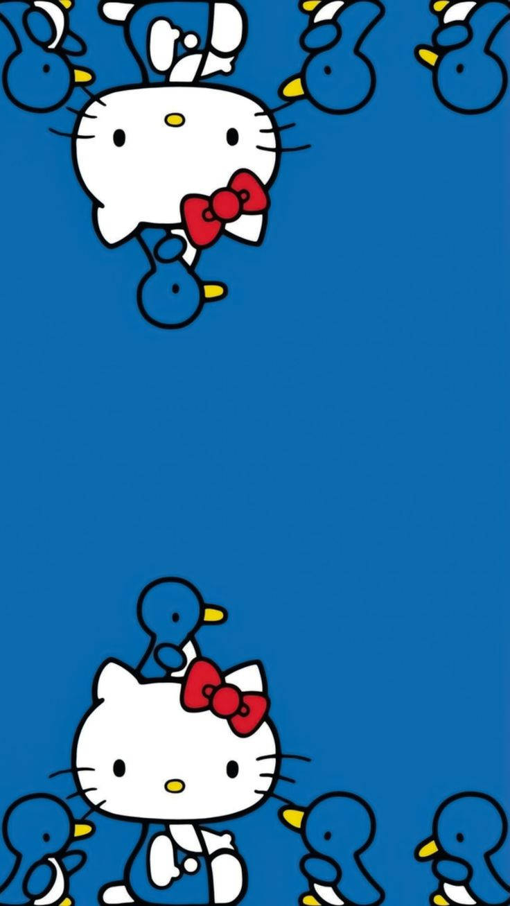 Eende en Hello Kitty Estetika Muurpapier