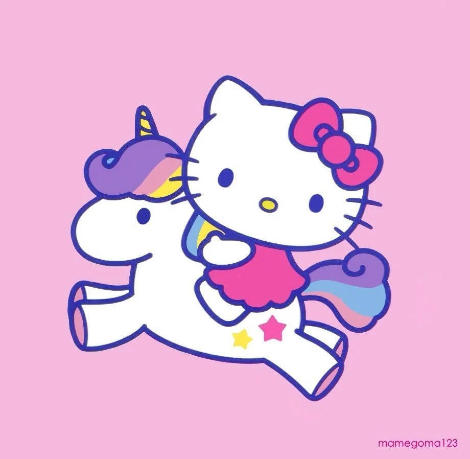 Eenhoorn-tekenprent Hello Kitty PFP Muurpapier