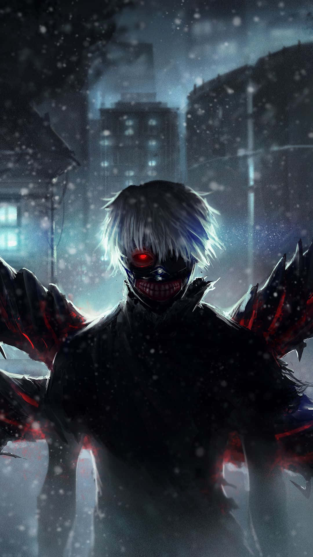 Eenogige ghoul, Ken Kaneki spook deur die post-apokaliptiese Tokio Muurpapier