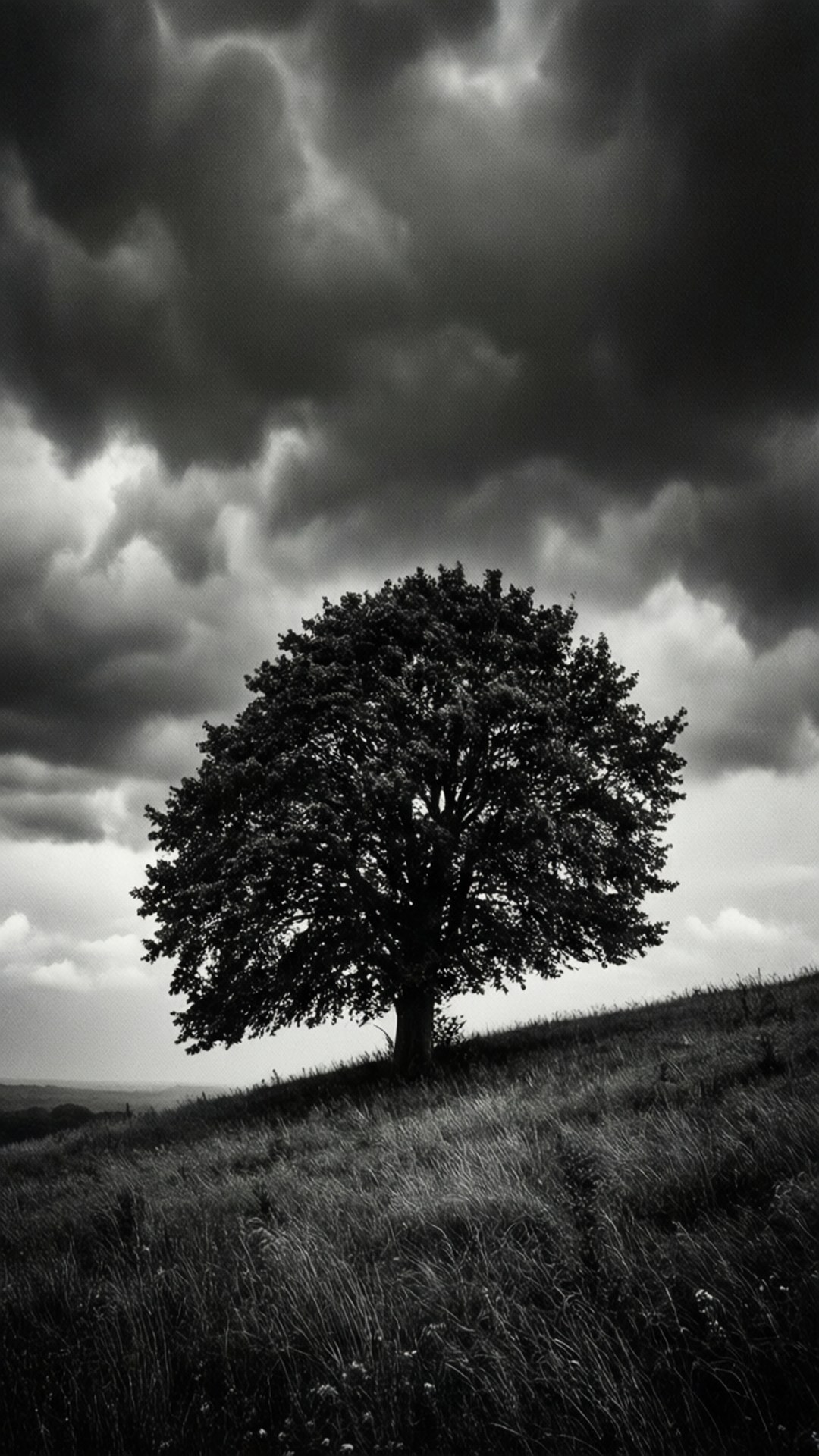Eensame Boom Storm Muurpapier