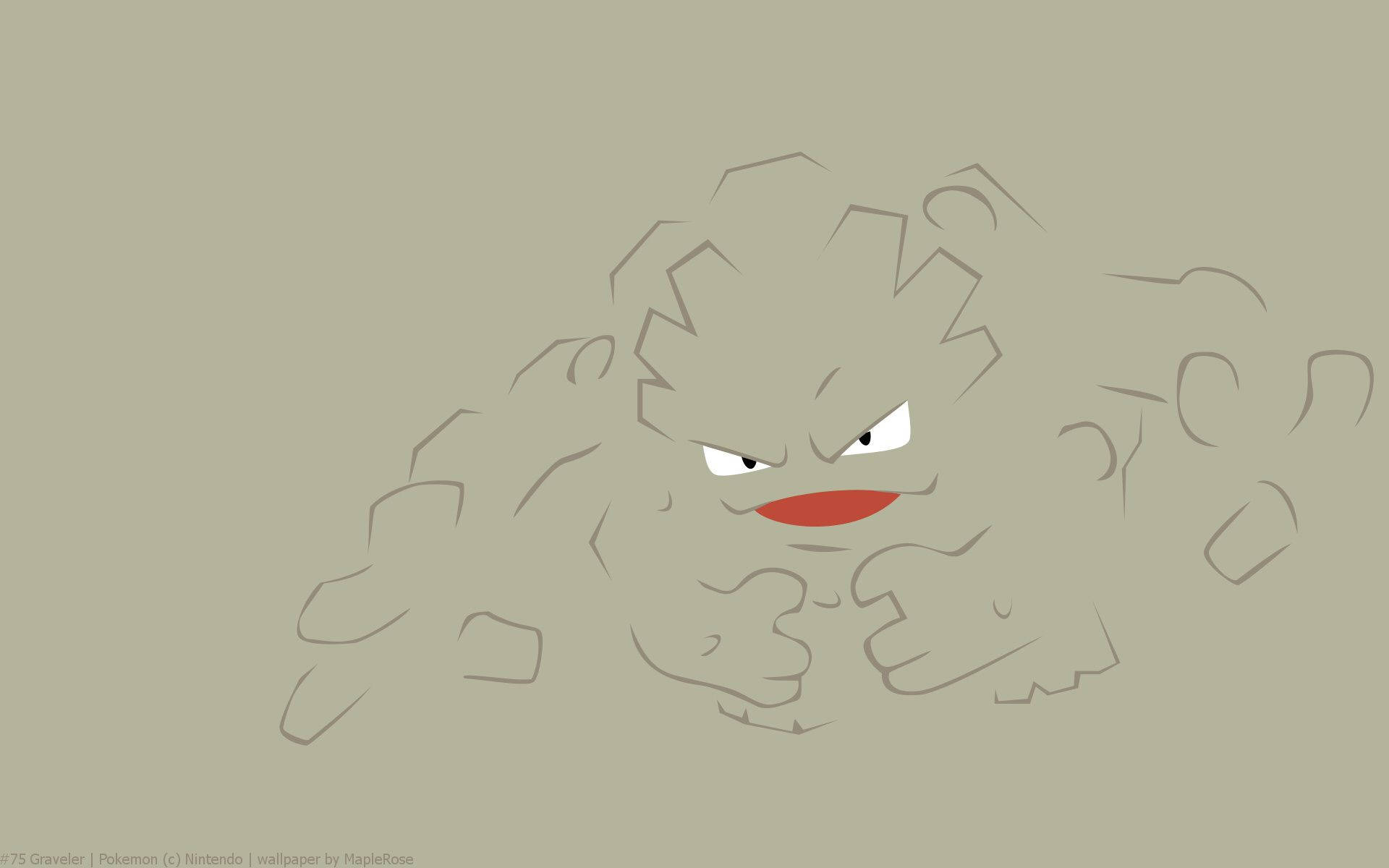 Eenvoudige Grys Omtrek van Evolusie Geodude Muurpapier