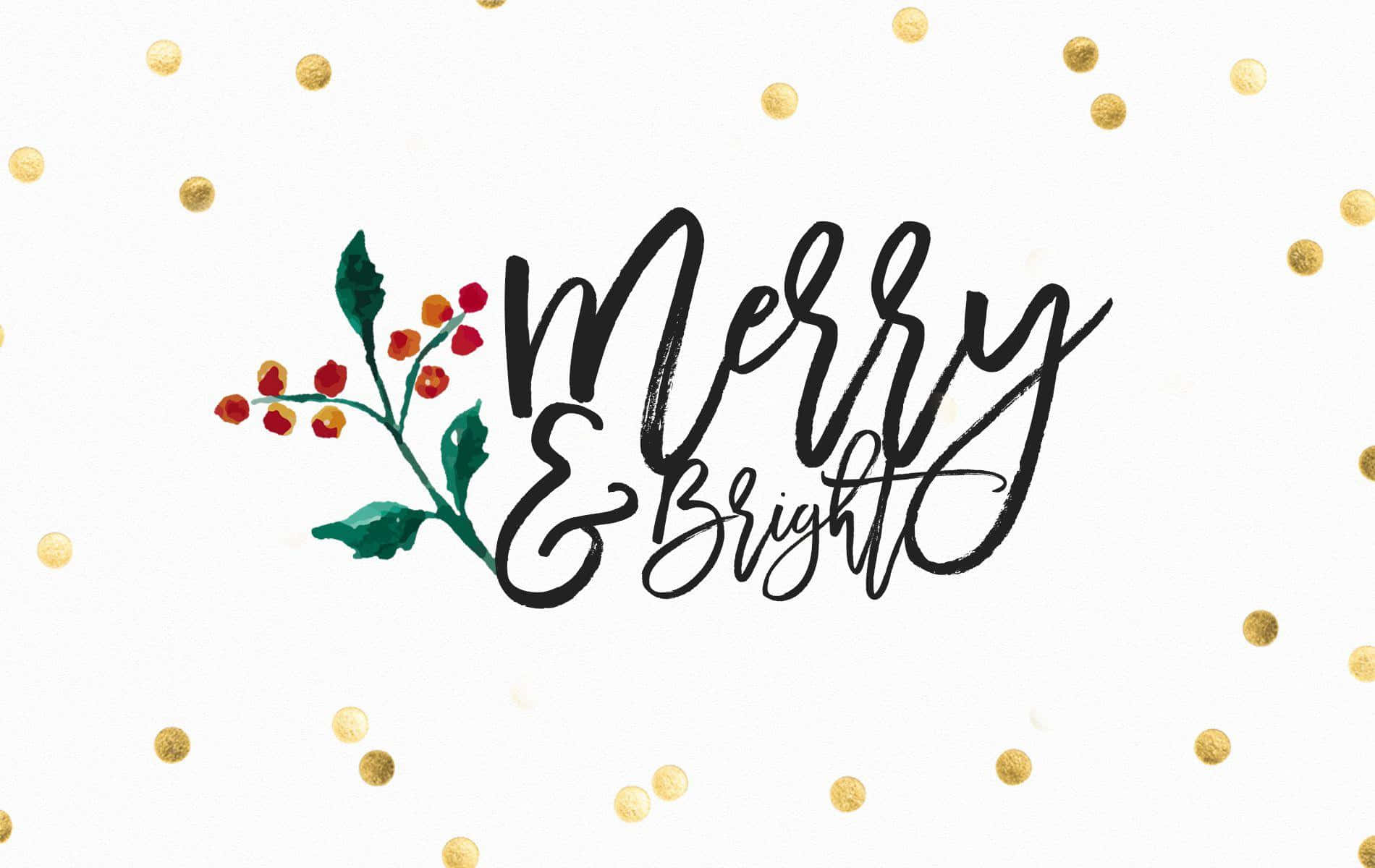Eenvoudige Merry And Bright Kersgroet iPad Muurpapier