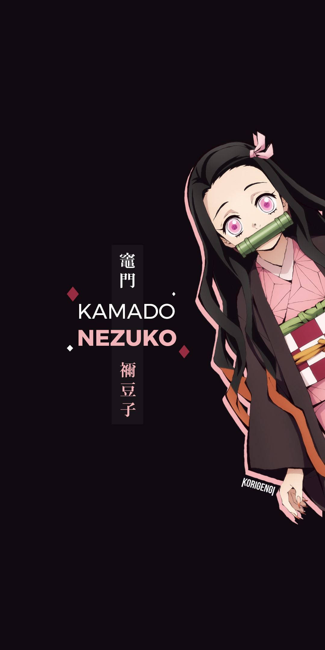 Eenvoudige Nezuko Estetiese Digitale Kuns Muurpapier
