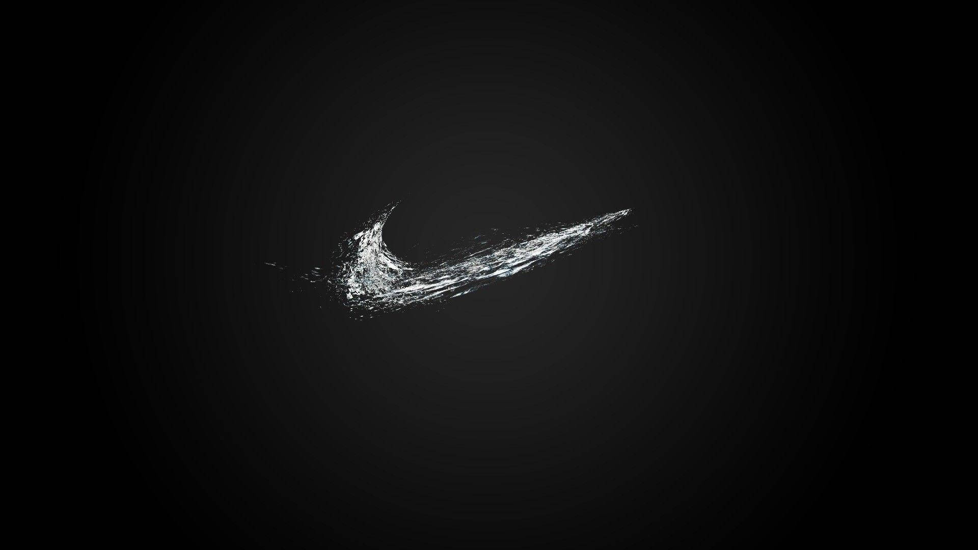 Eenvoudige Nike-logo Cool Swart Stokmannetjie wat na Rekenaar Kyk Muurpapier