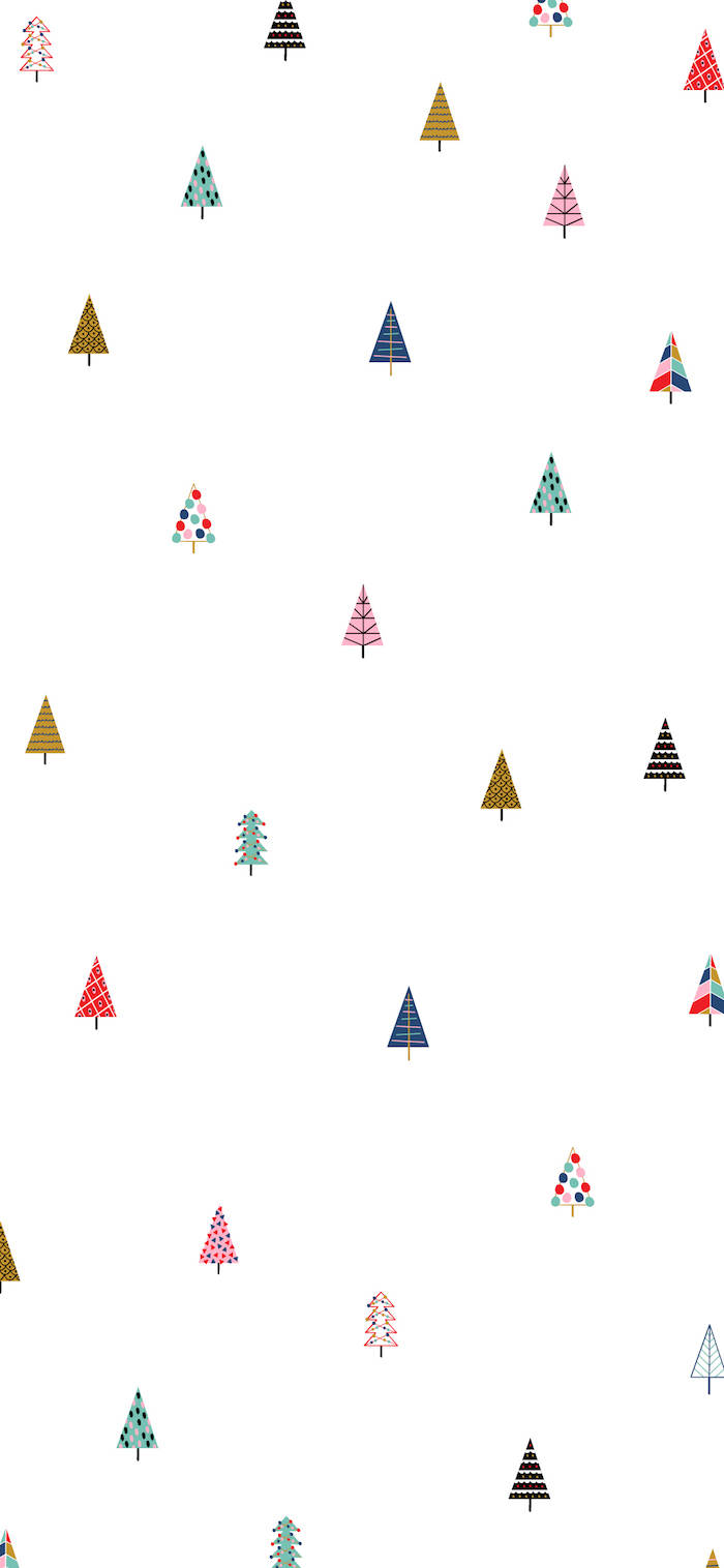 Eenvoudige Oulike Kersfees iPhone Kleurvolle Boom Ikonen Muurpapier