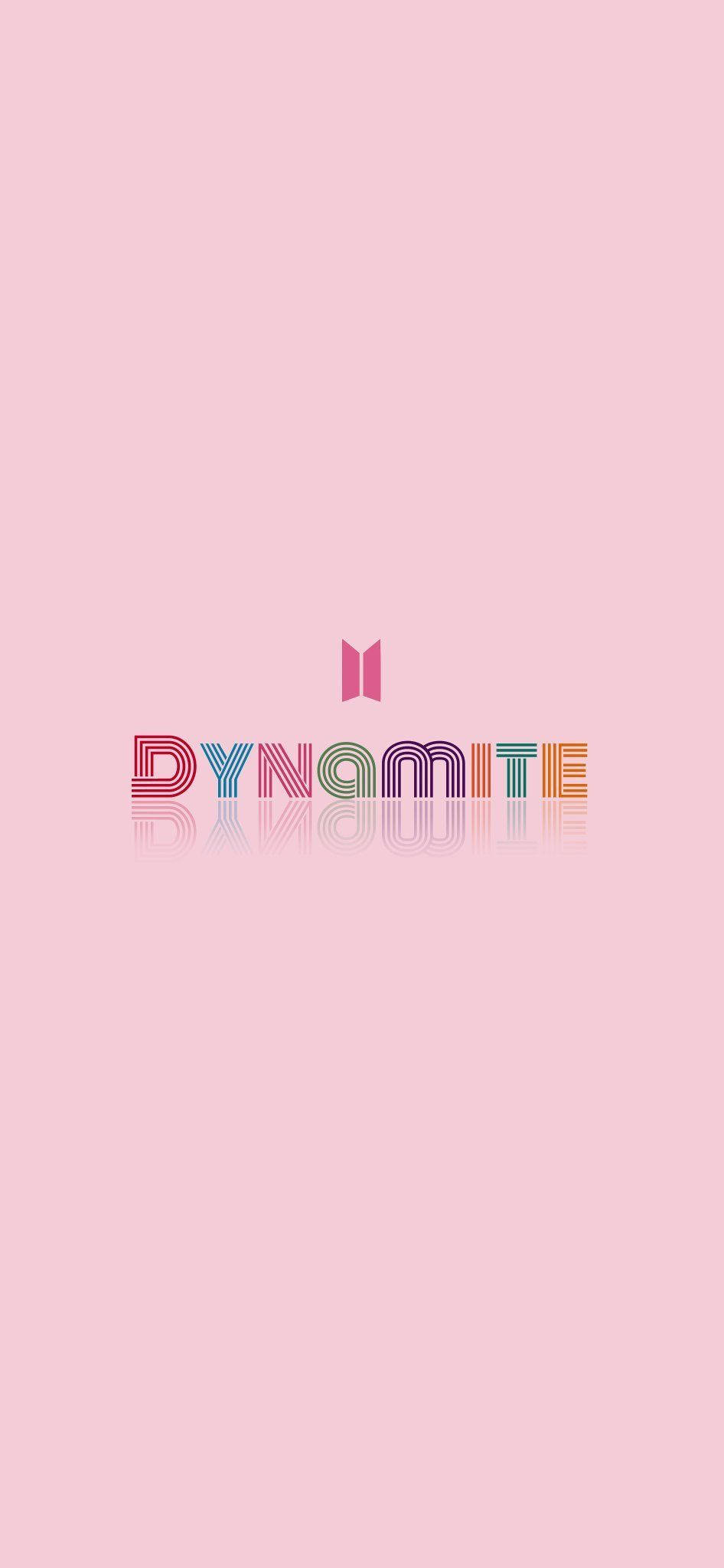 Eenvoudige Pienk BTS Dynamite-logo Muurpapier