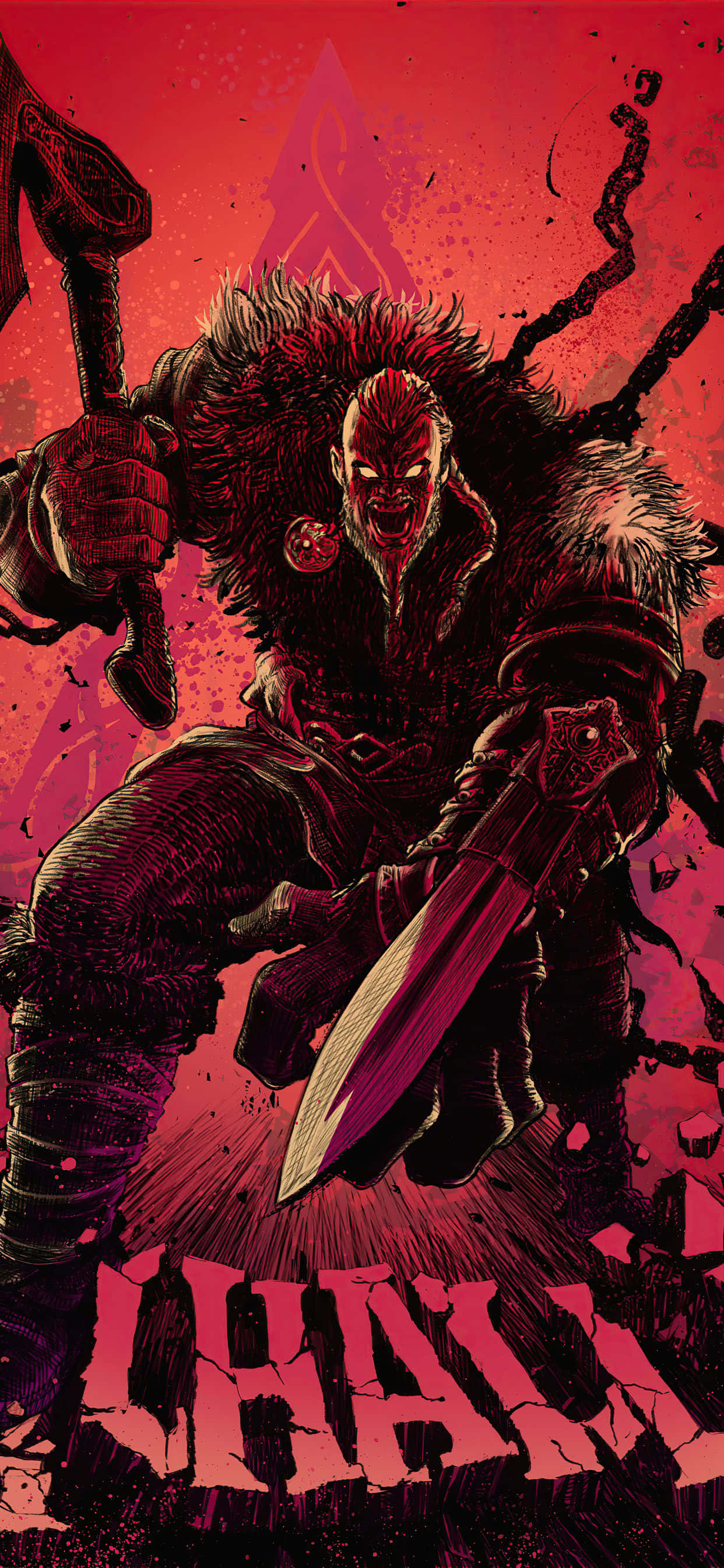 Eivor Digitale Kunswerk iPhone Xs Max Assassin's Creed Valhalla Agtergrond Muurpapier