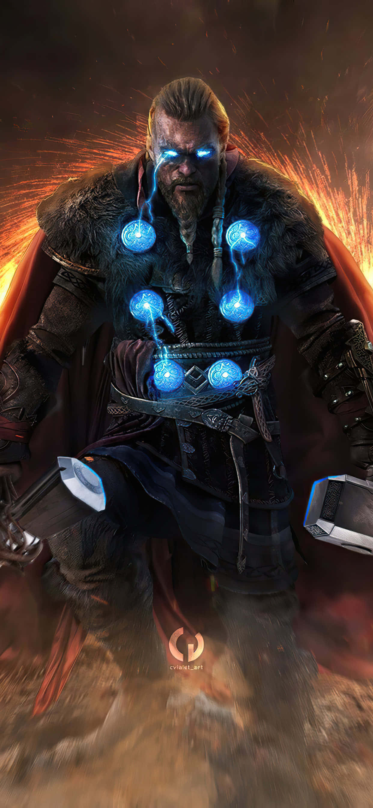 Eivor God Van Weerlig iPhone Xs Max Assassin's Creed Valhalla Agtergrond Muurpapier