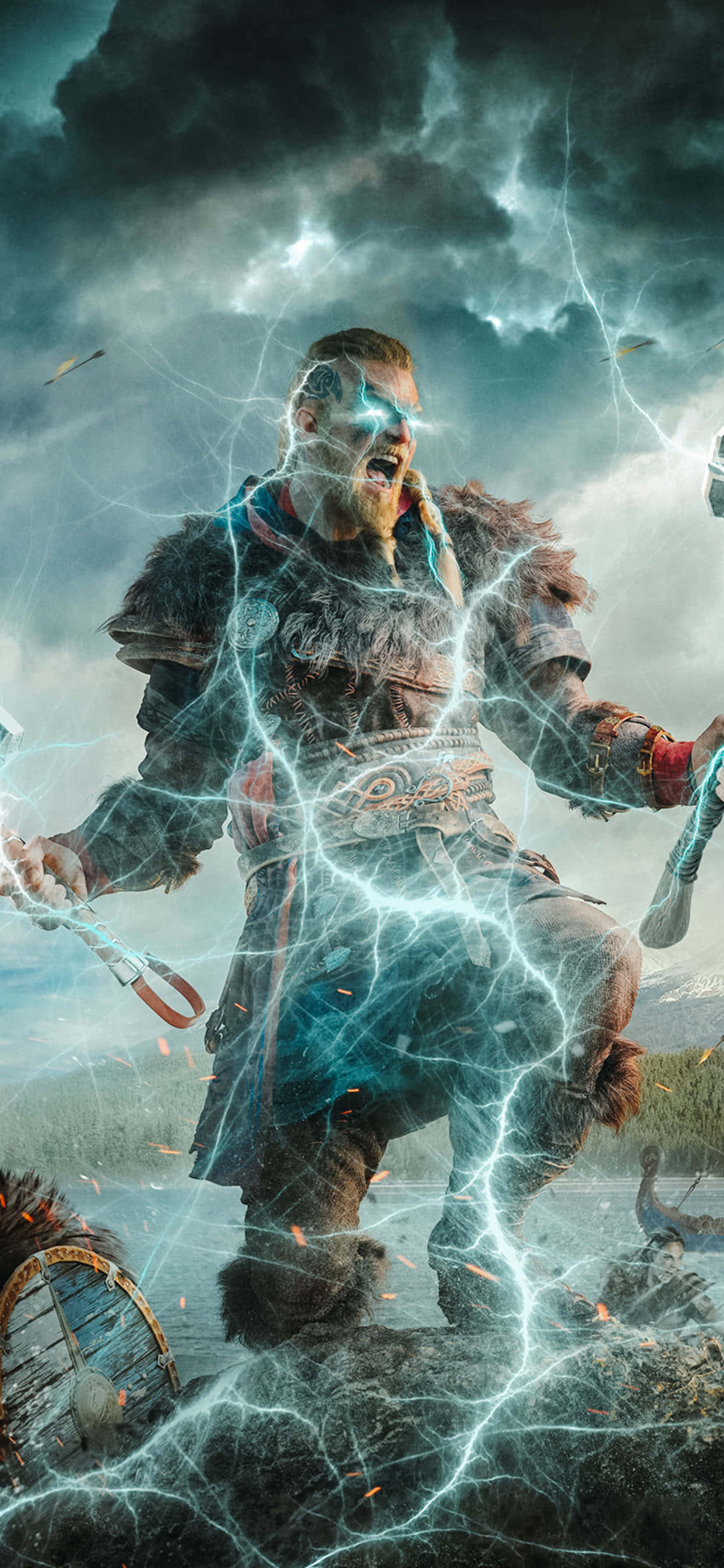 Eivor Oorlogskreet iPhone Xs Max Assassin's Creed Valhalla Agtergrond Muurpapier
