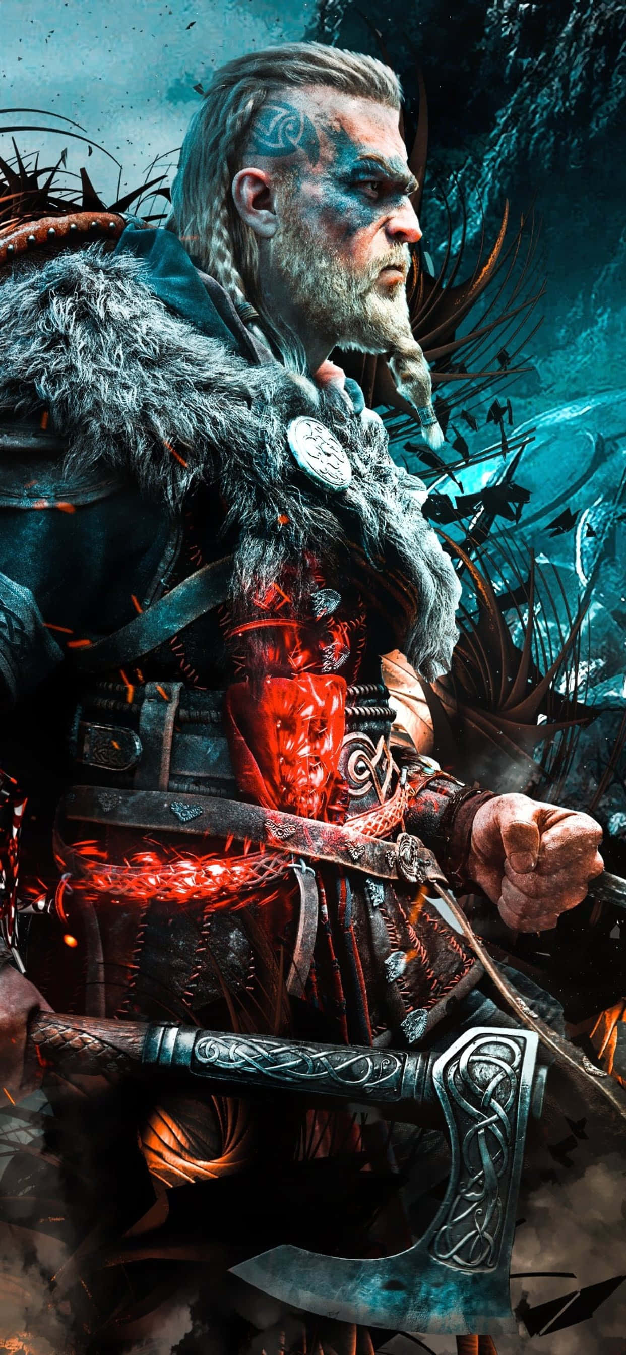Eivor Varinsdottir iPhone Xs Max Assassin's Creed Valhalla Agtergrond Muurpapier