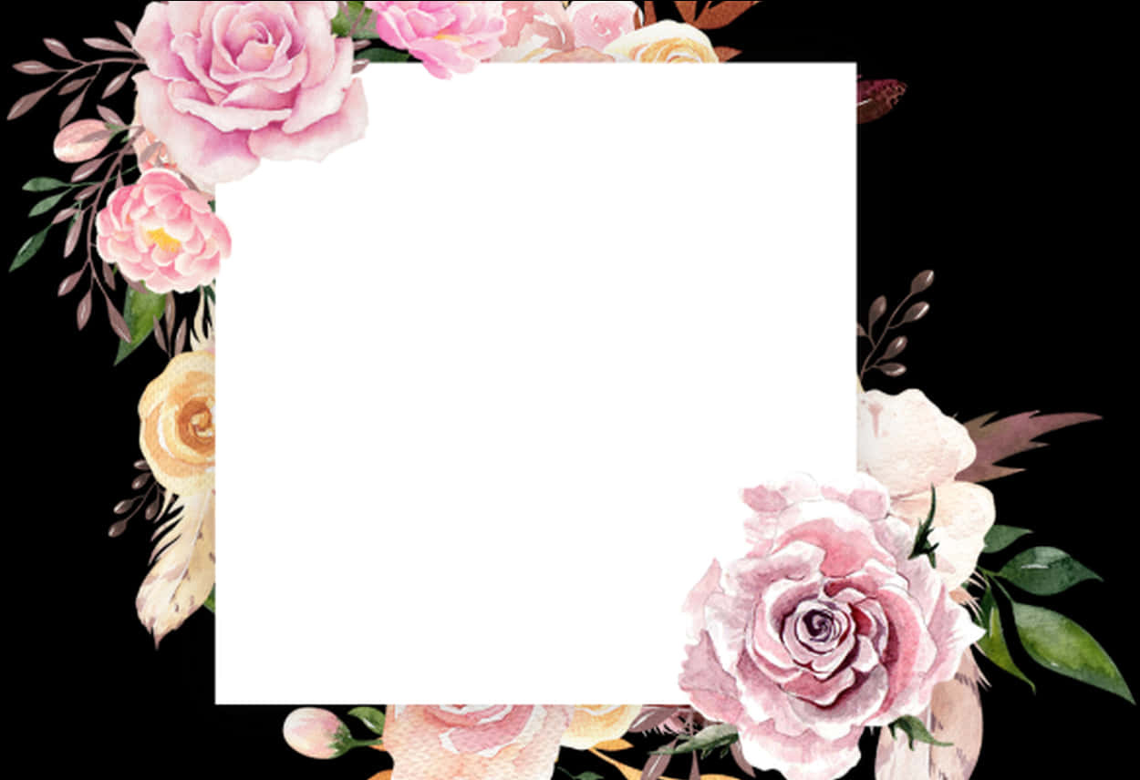 Elegante Blomraam Sjabloon Muurpapier