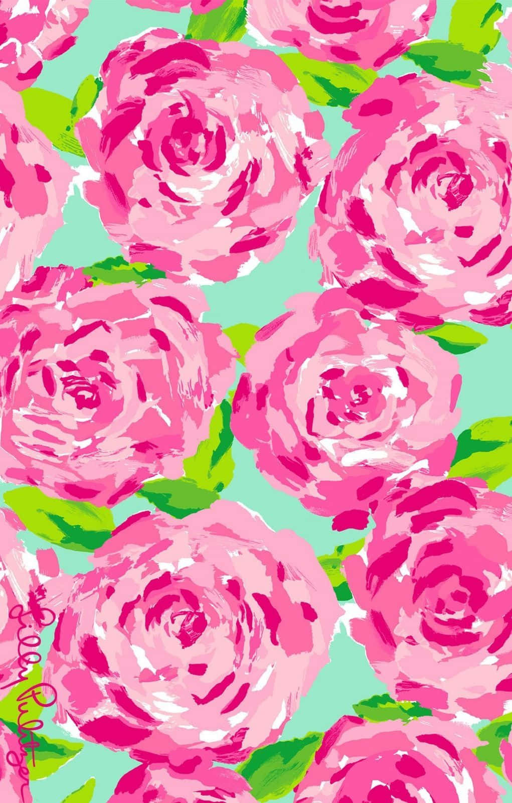 Elegante Lilly Pulitzer-patroon in lewendige kleure Muurpapier