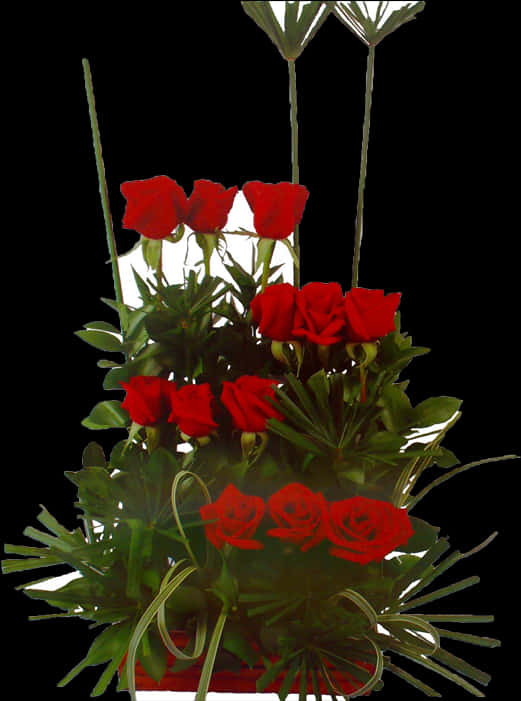 Elegante Rooi Roos Rangskikking Muurpapier