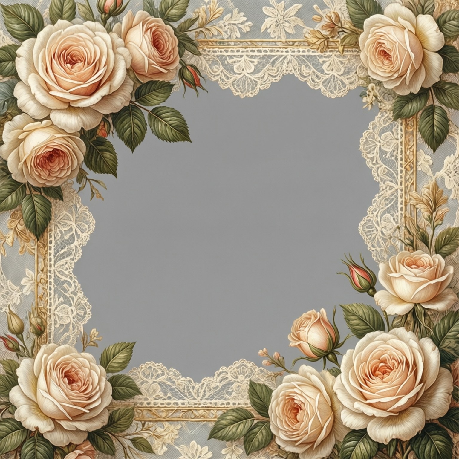 Elegante Roos Kant Rand Muurpapier