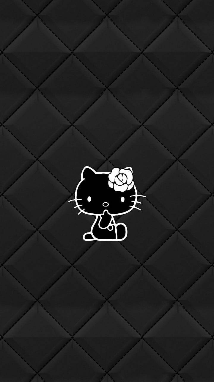 Elegante Swart Hello Kitty Muurpapier