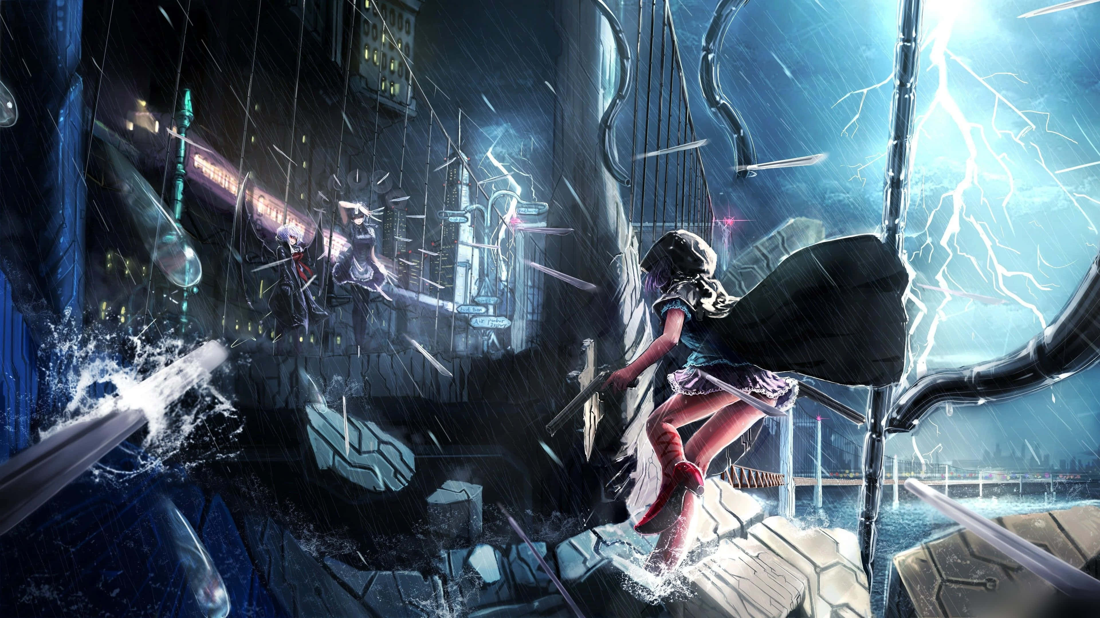 Elektrisiteit blyk die nuwe wapen van keuse te wees in hierdie intense Anime Geveg. Muurpapier