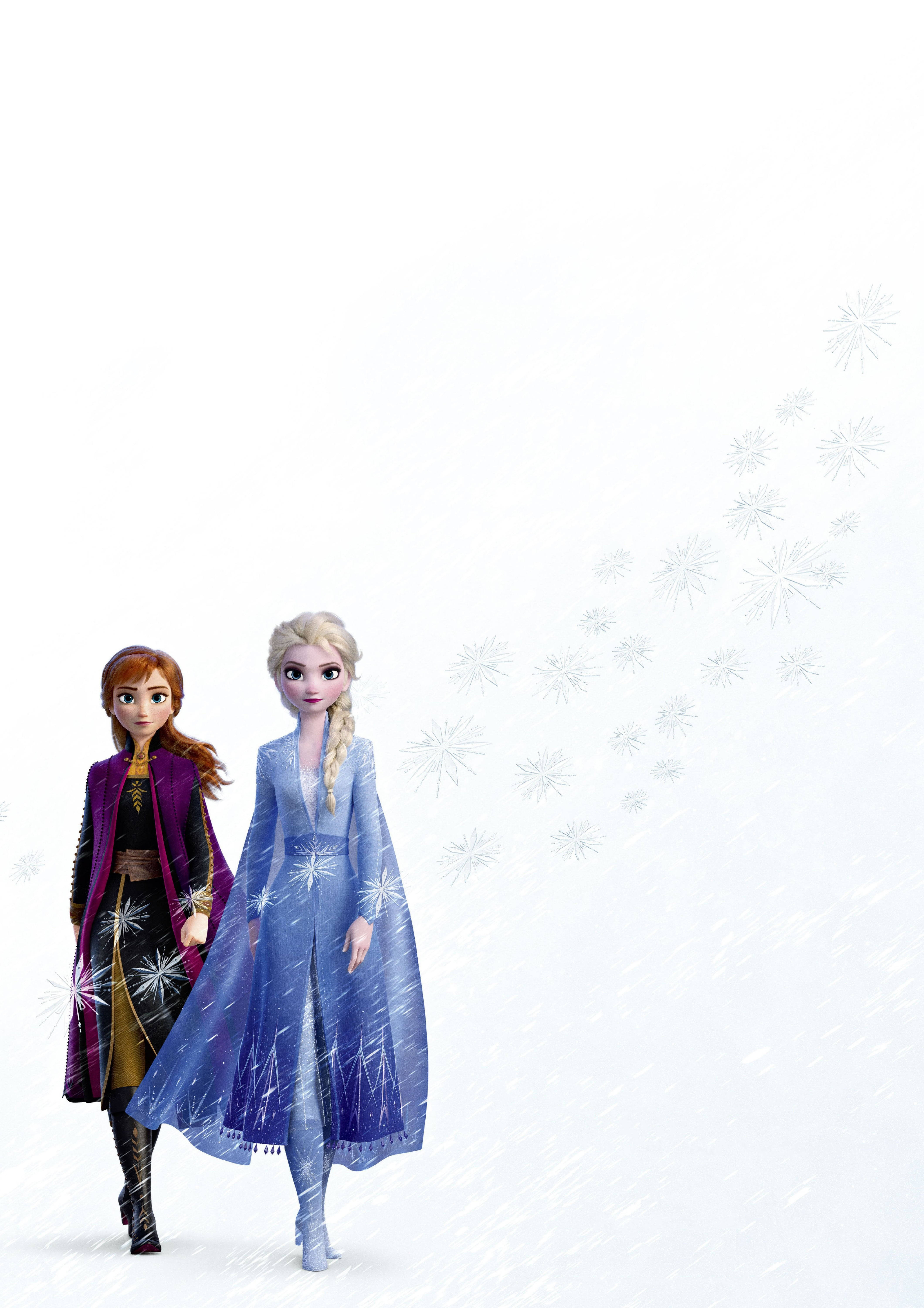 Elsa en Anna Wit Muurpapier