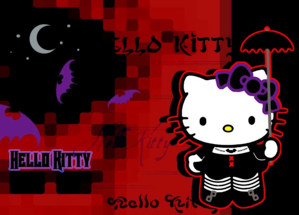 Emo Hallo Kitty Halfmaan Muurpapier