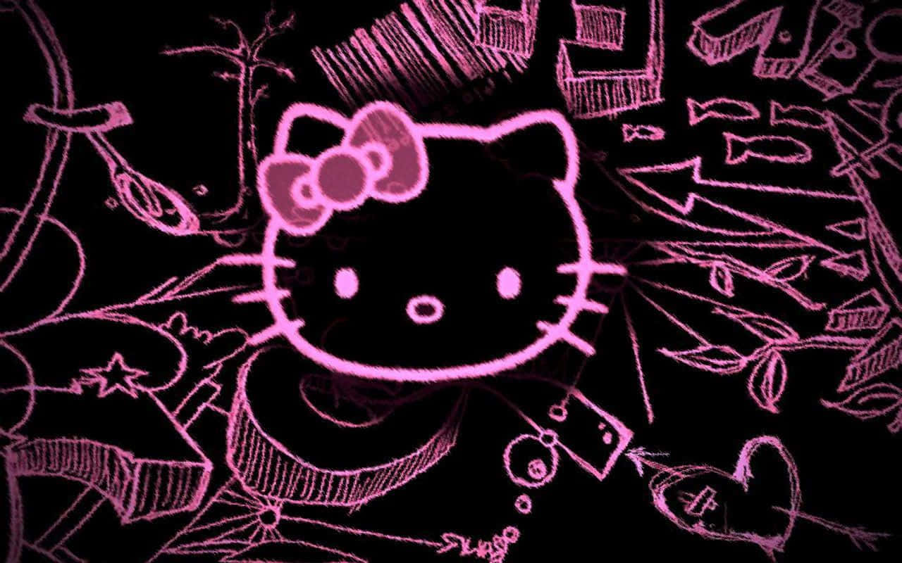 Emo Hello Kitty Neon Pienk Muurpapier