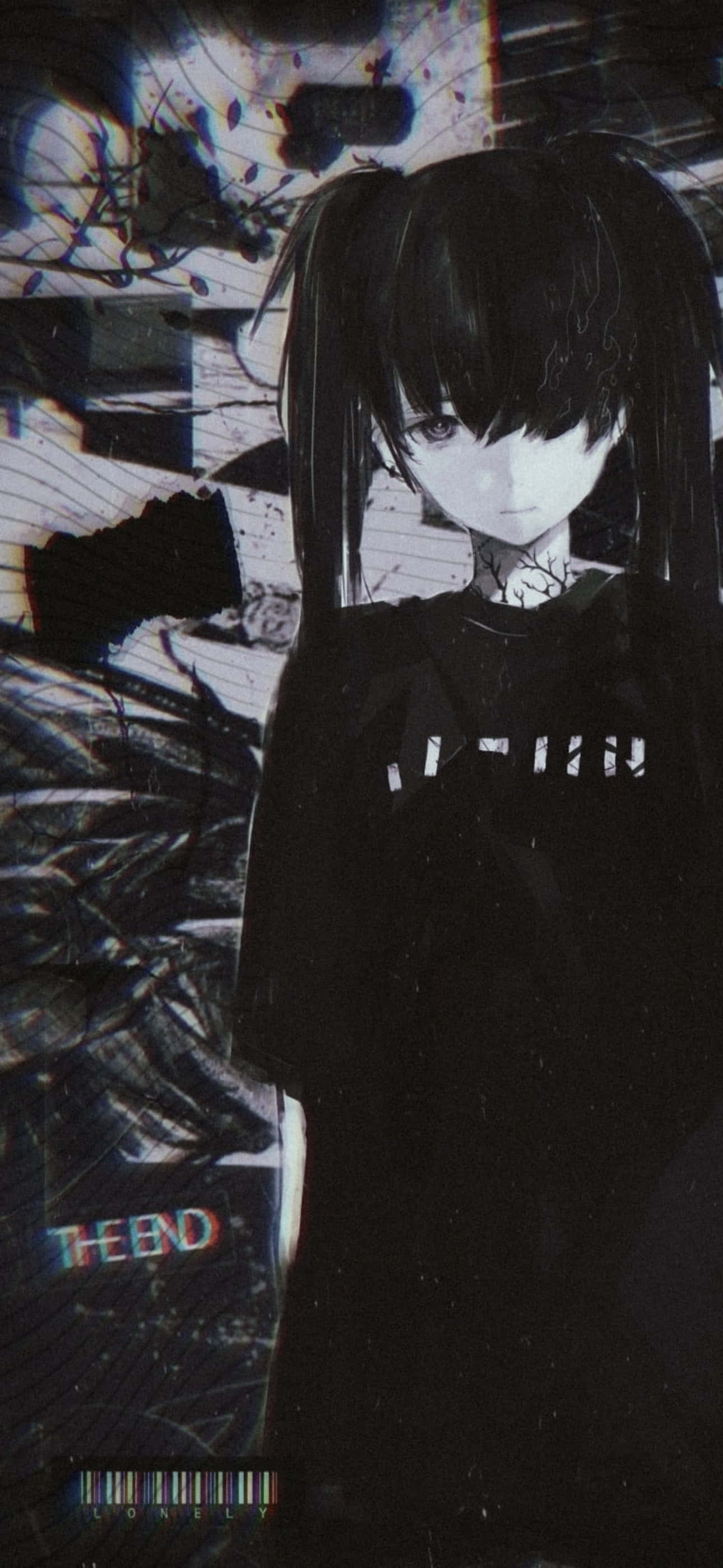 Emo iPhone Anime Meisie In Swart Muurpapier