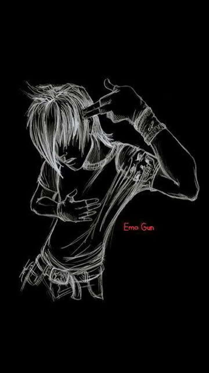 Emo iPhone met Seun in Swart Agtergrond Muurpapier