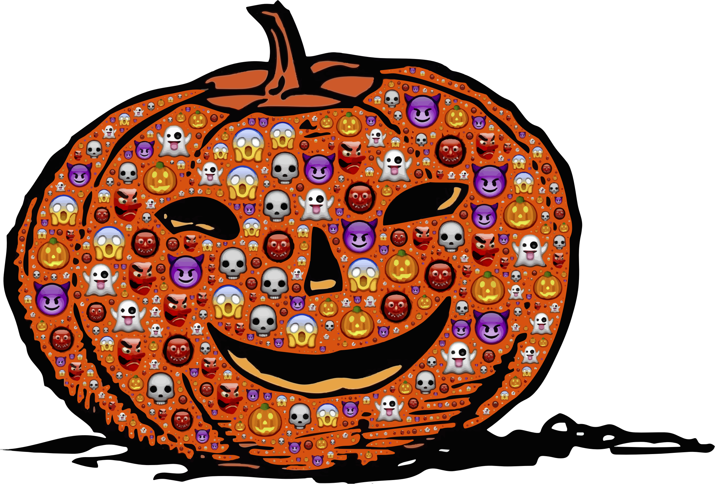 Emoji Patroon Halloween Pampoen.PNG Muurpapier