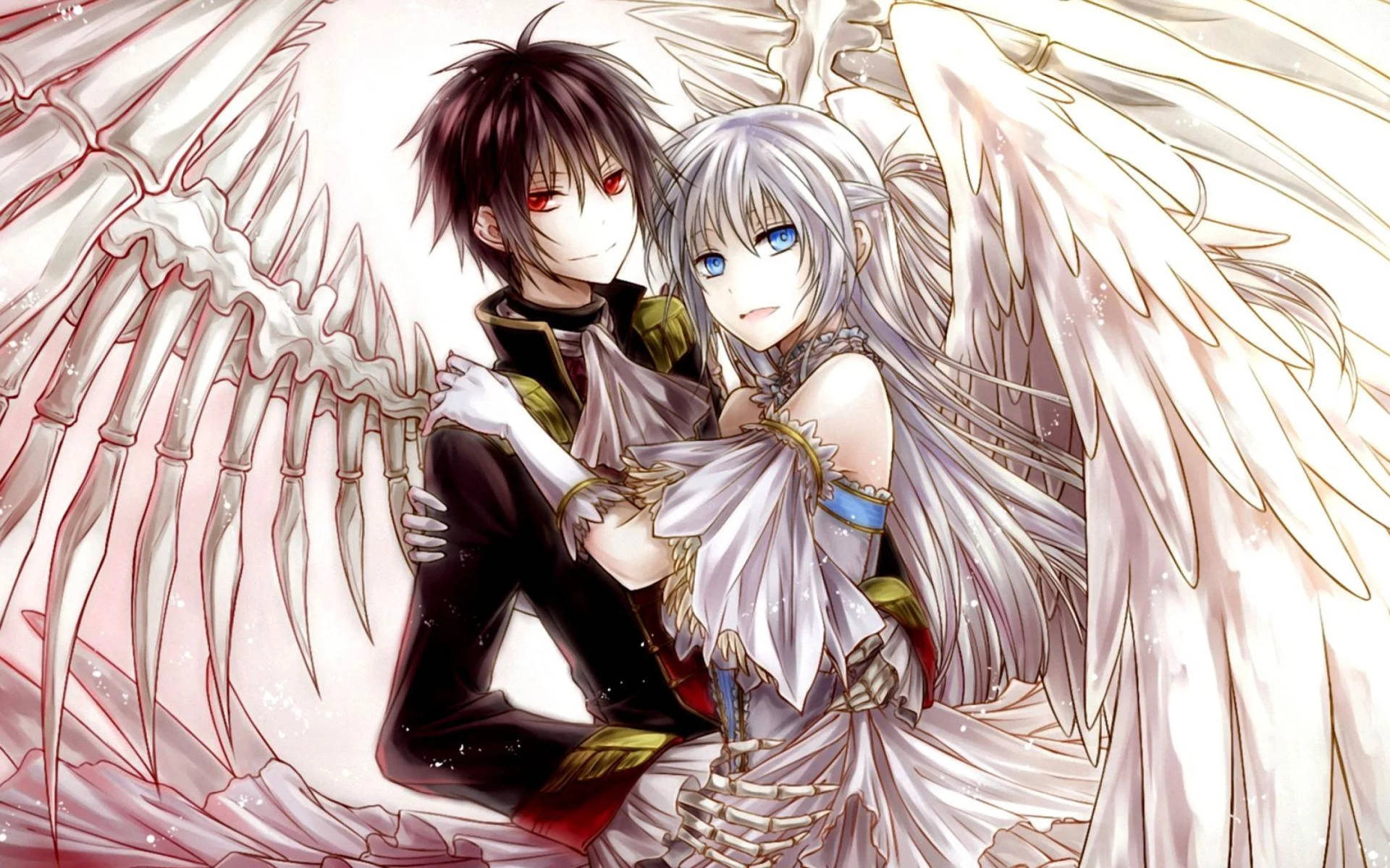 Engel Anime Omhelsing Muurpapier