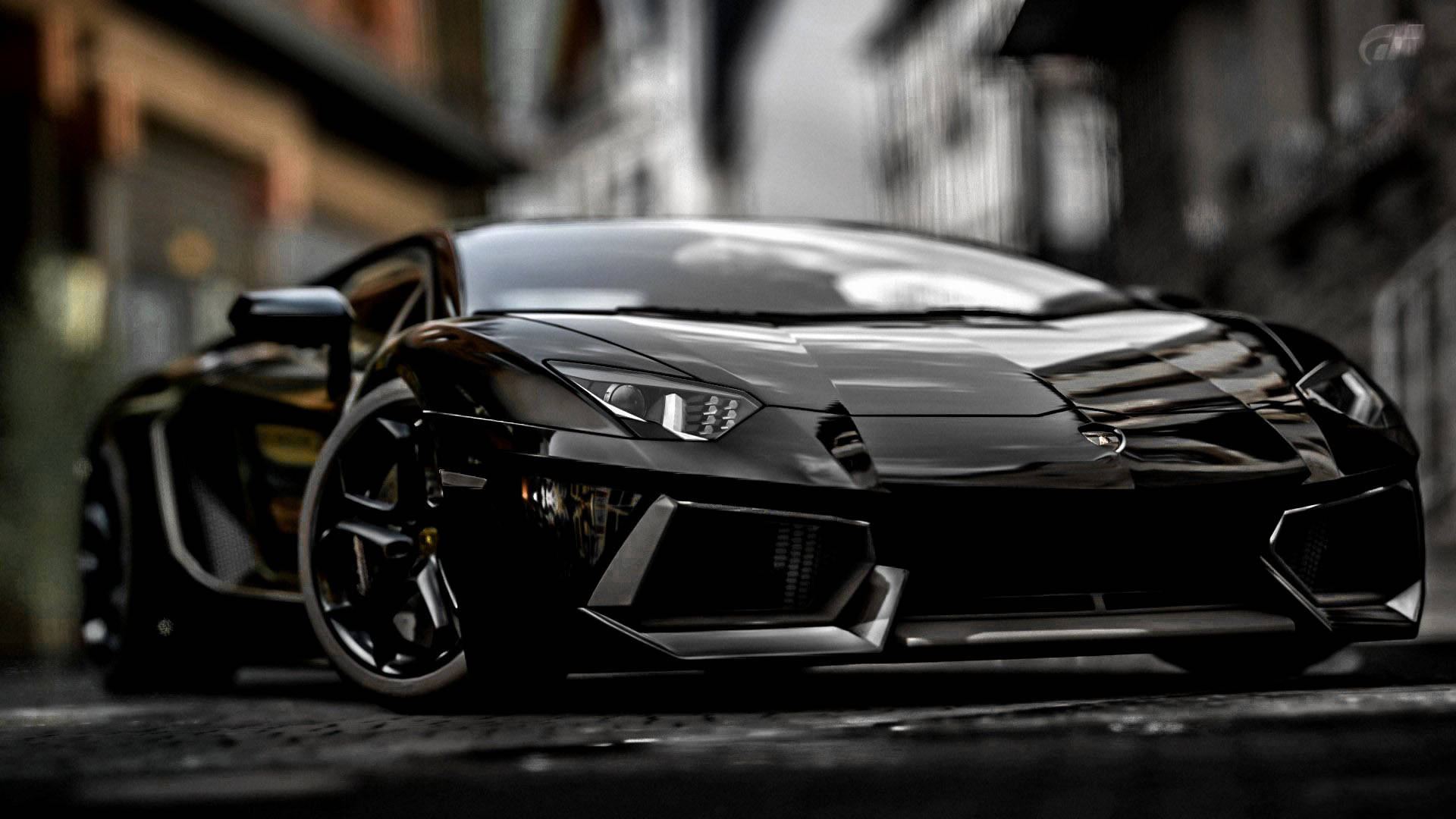 Enjinkap van Swart Lamborghini Aventador Sportmotors Muurpapier