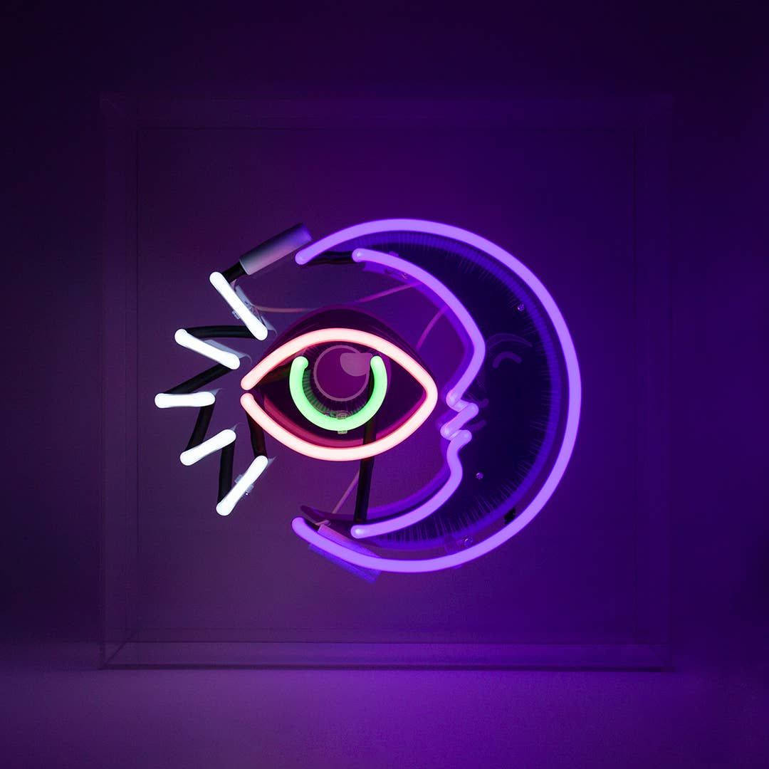 Enkele Oog Neon Maan Muurpapier