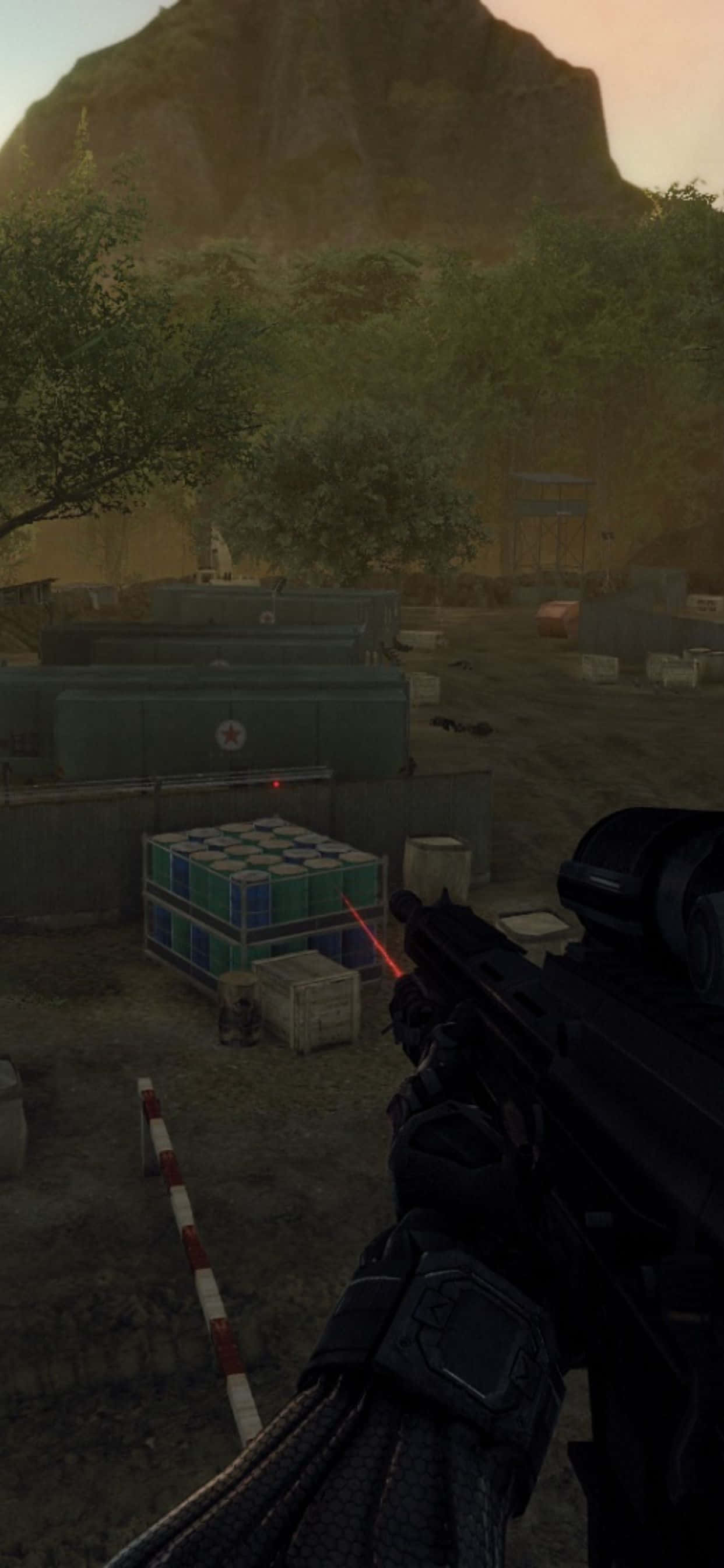 Epiese Beelde van Crysis Warhead Speletjie op iPhone Xs Max Muurpapier